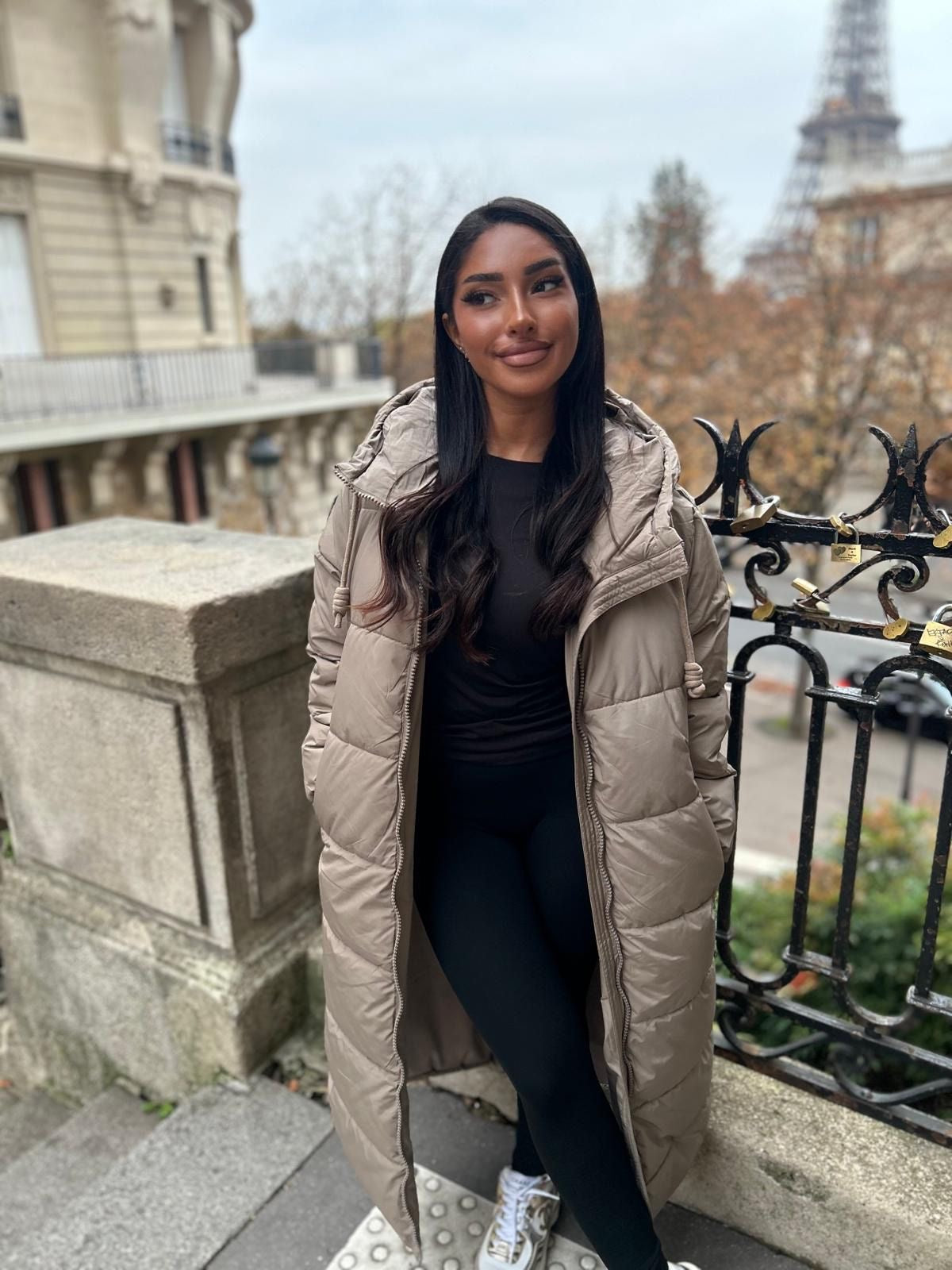 Doudoune longue oversize à capuche