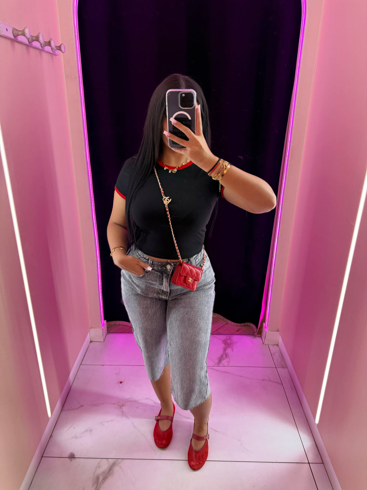 Bermuda en jean gris chiné