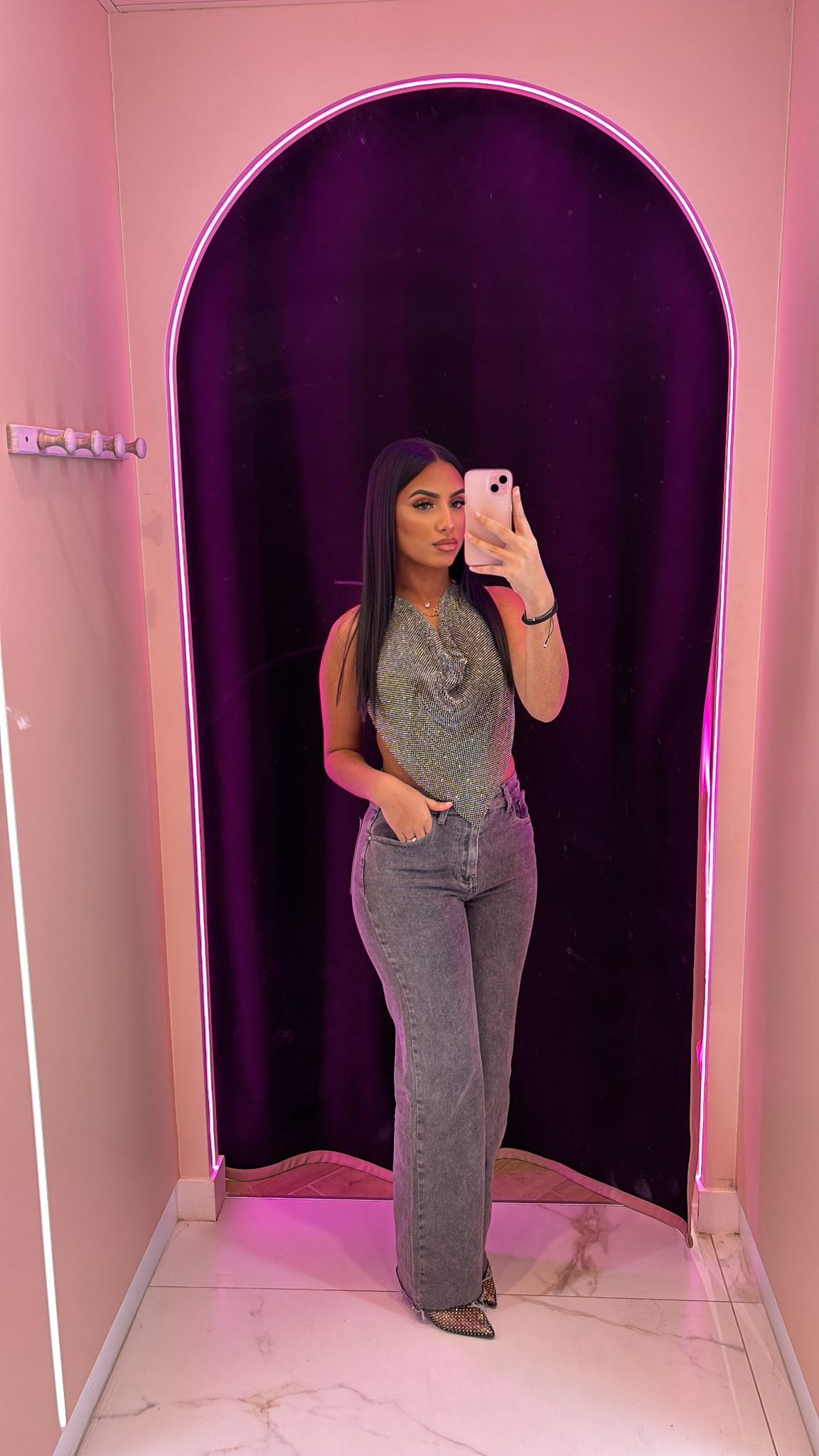 Jean coupe droite gris chiné