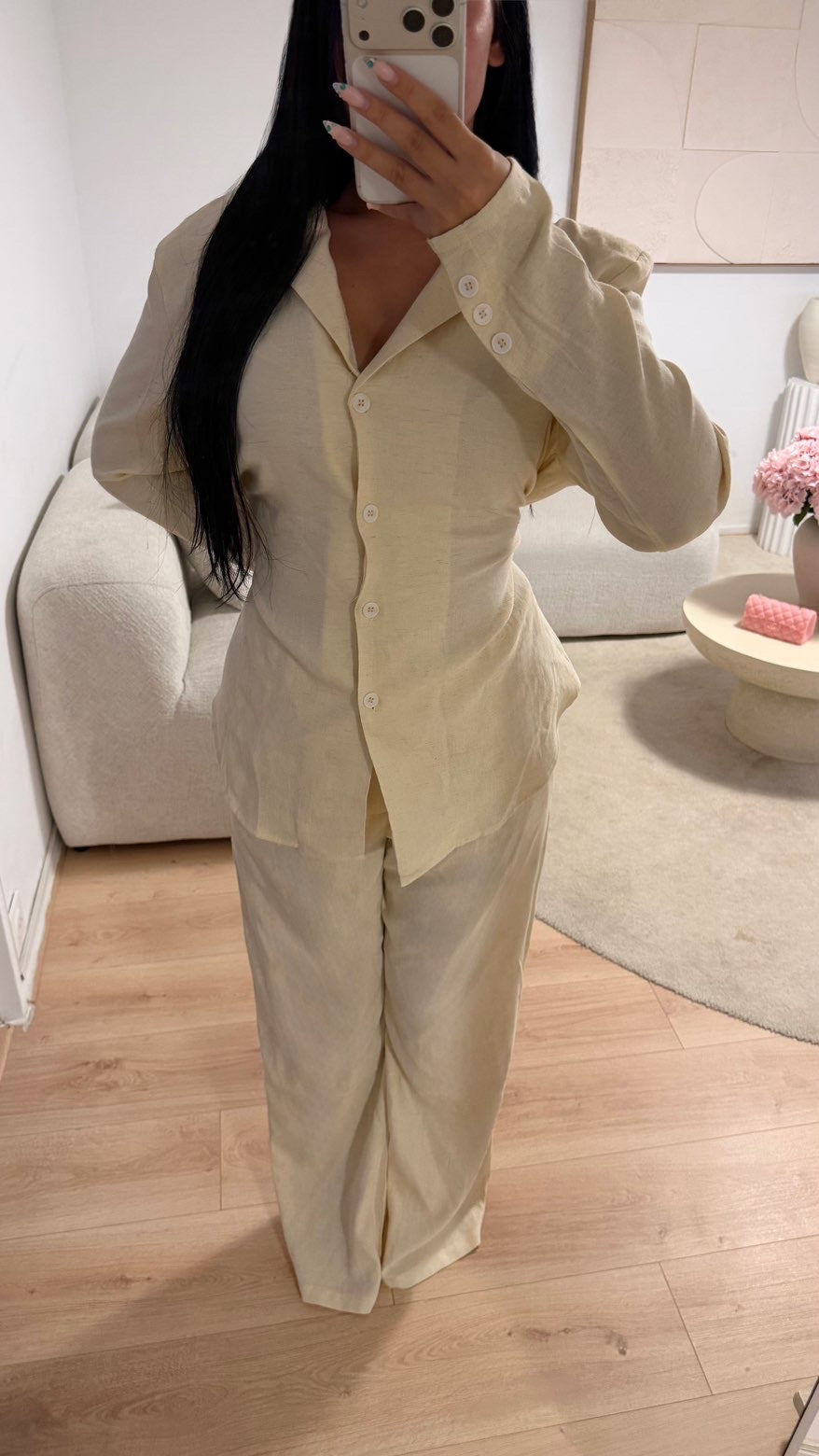 Ensemble lin reserable au dos