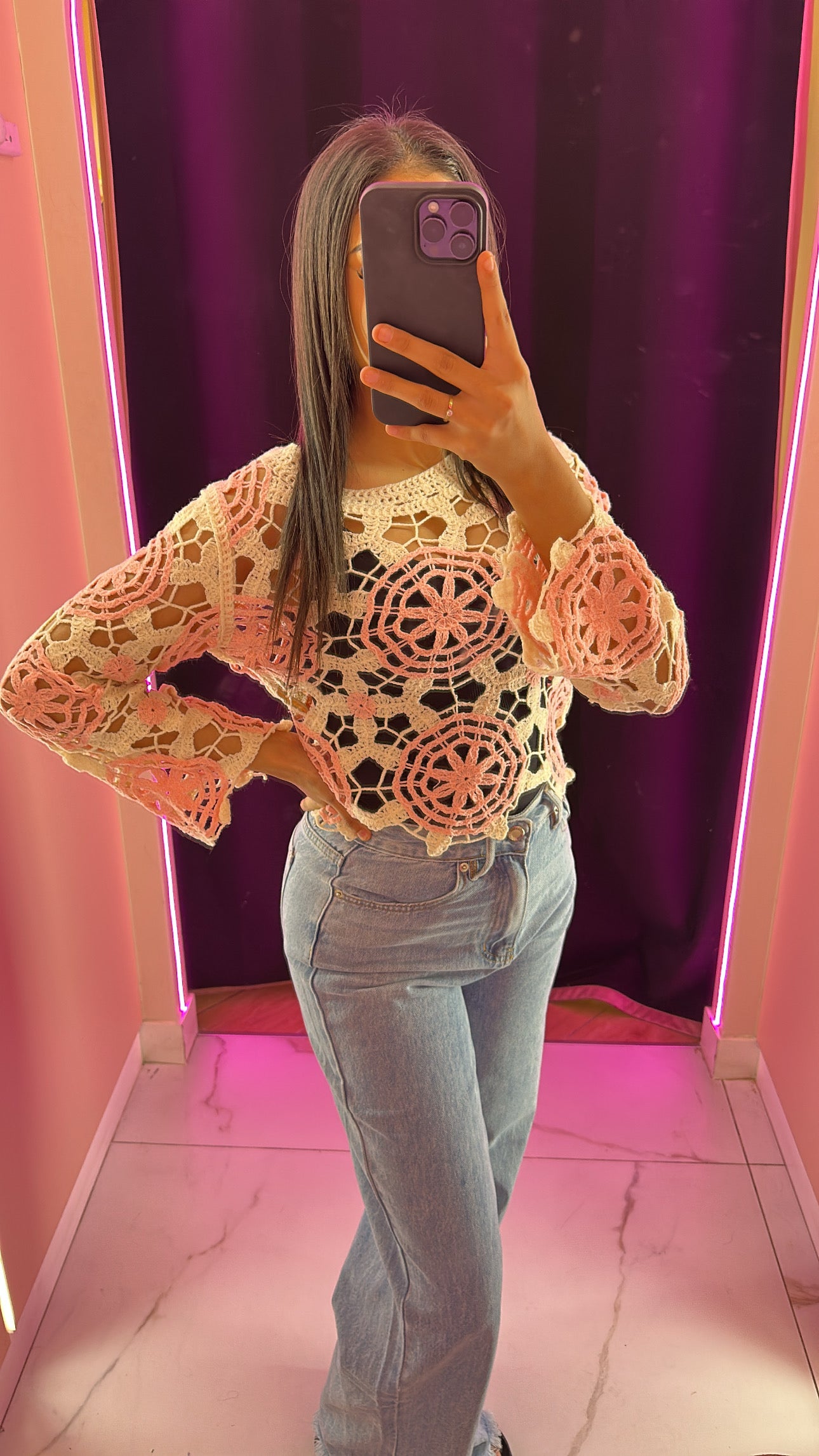 Haut crochet pink