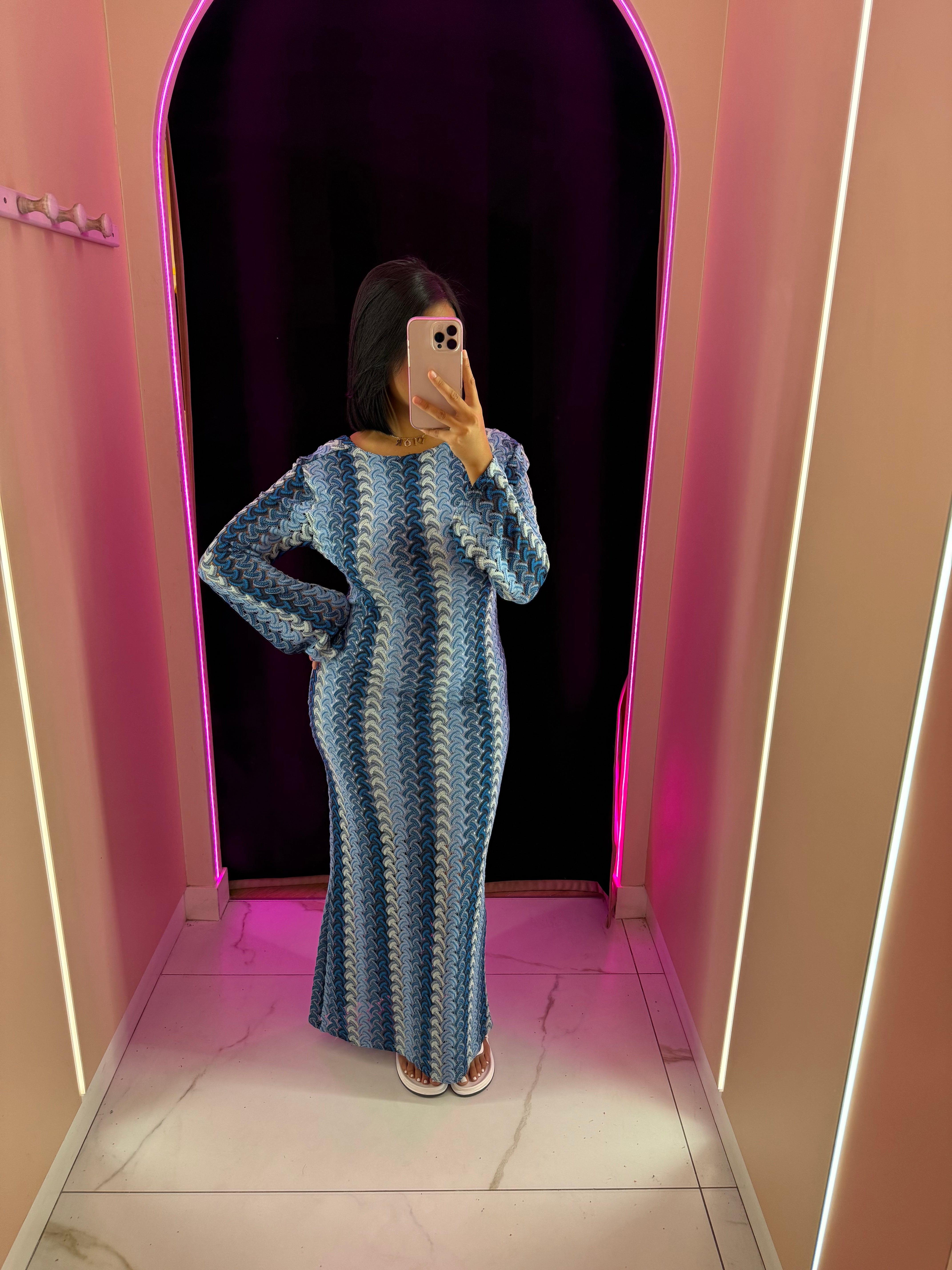 Robe crochet bleu azur