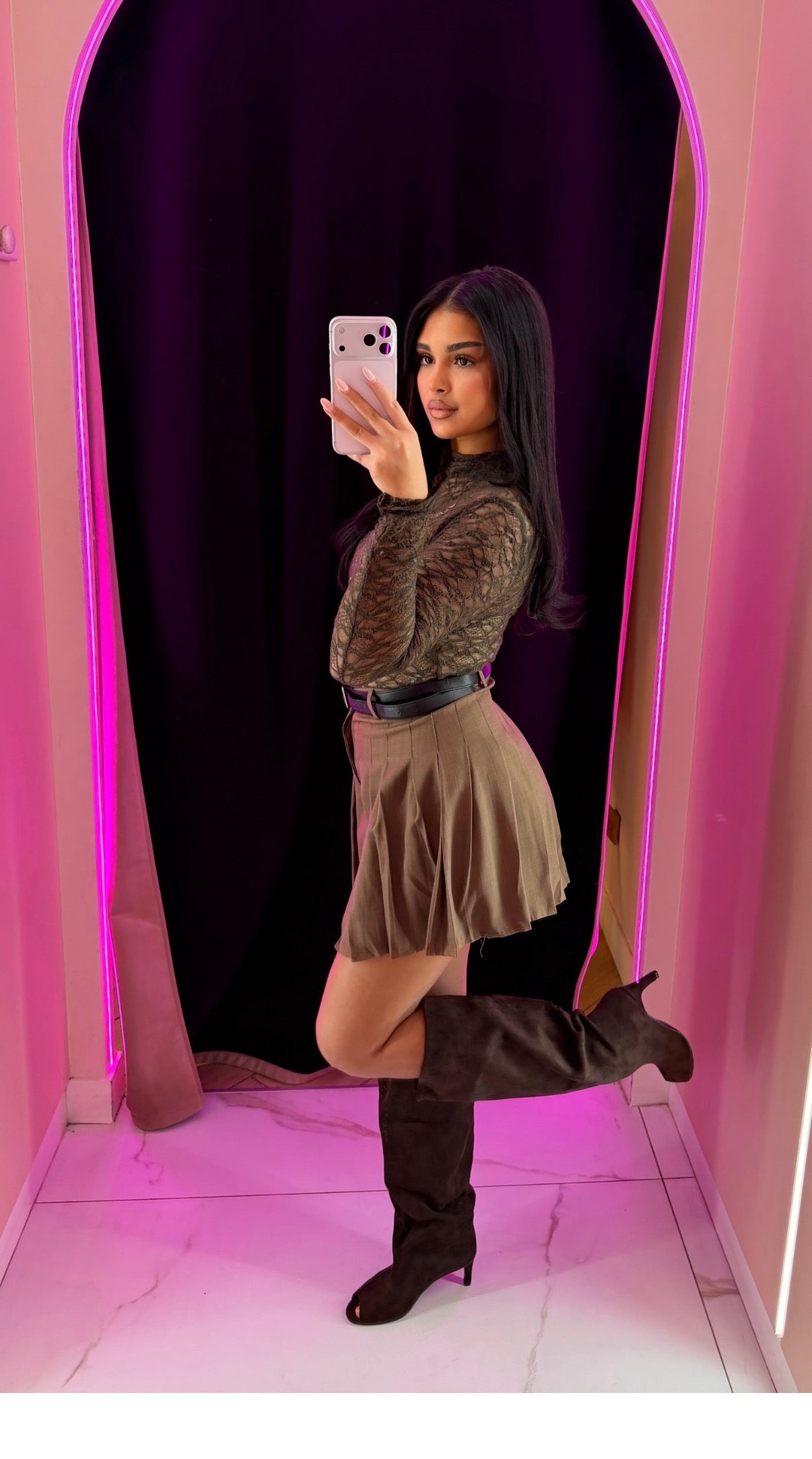 Jupe marron avec ceinture