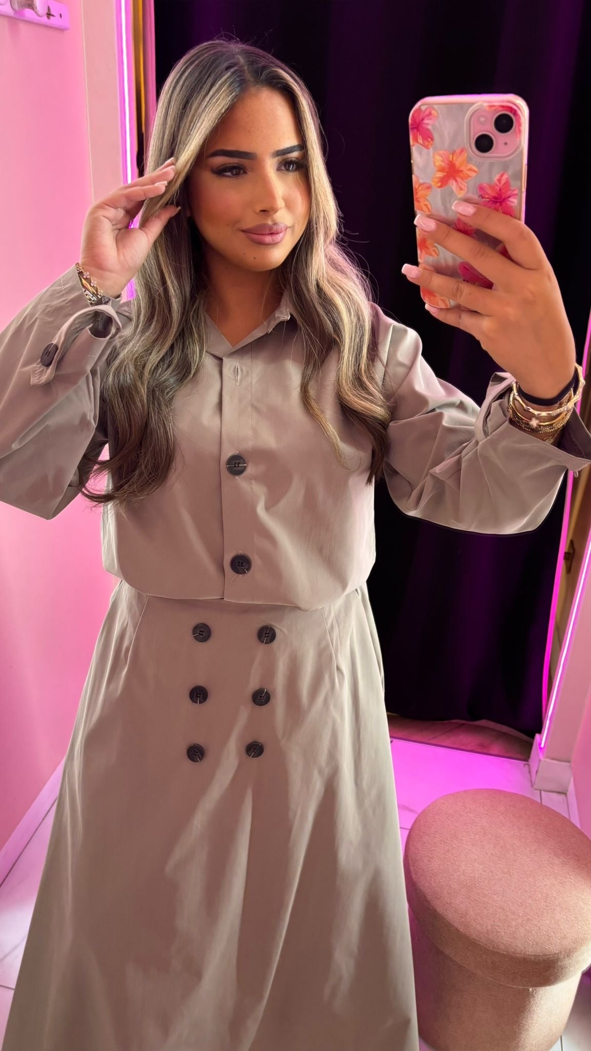 Ensemble veste jupe matière kaway