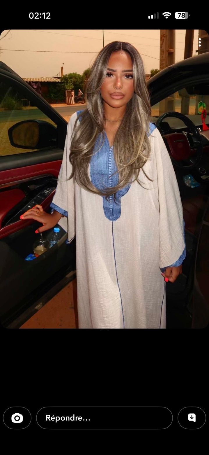 Gandoura beldi bleu ciel 🇲🇦