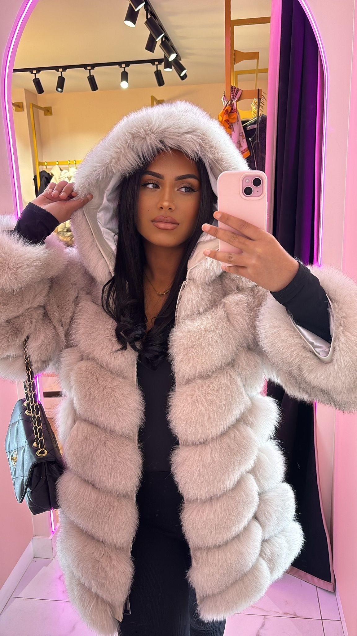 Fourrure de luxe renard et cuir