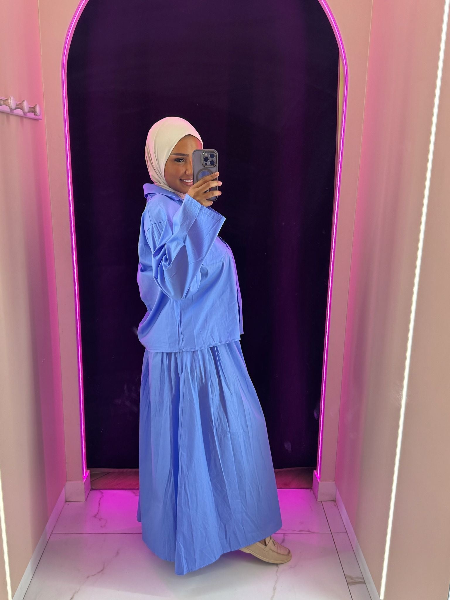 Ensemble pépite chemise jupe oversize avec poche