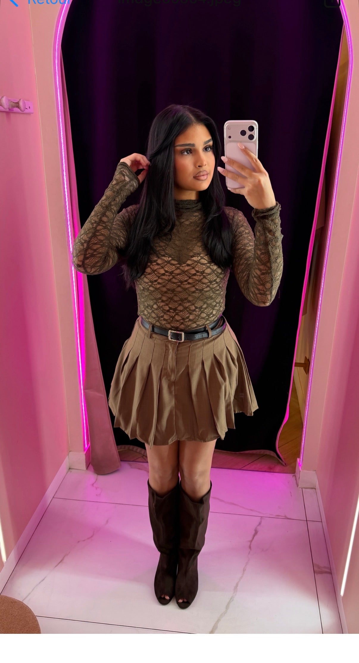 Jupe marron avec ceinture