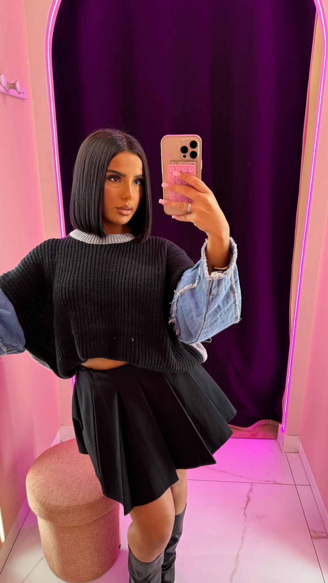 Pull bi matière ynessou