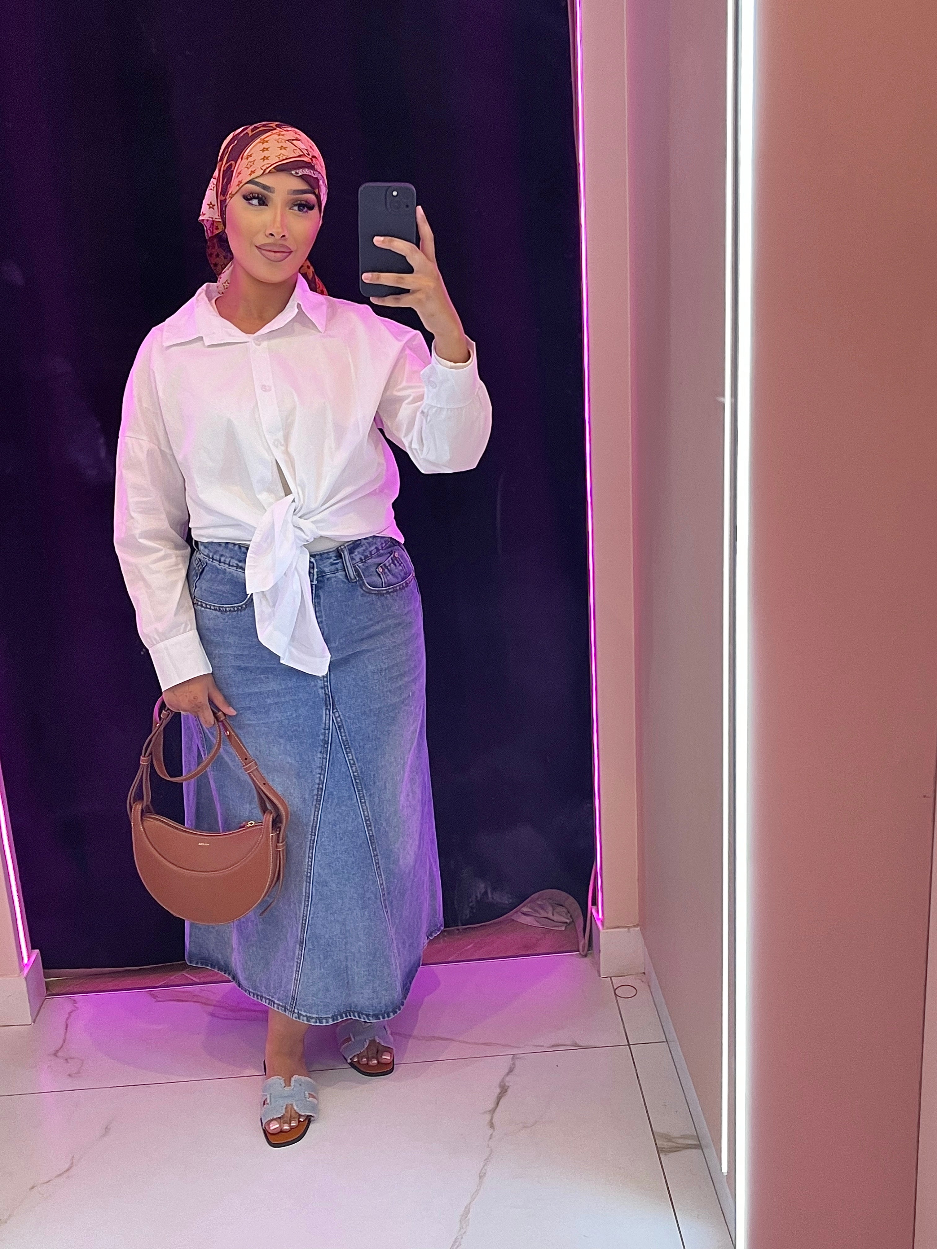 Jupe en jean longue sans fente