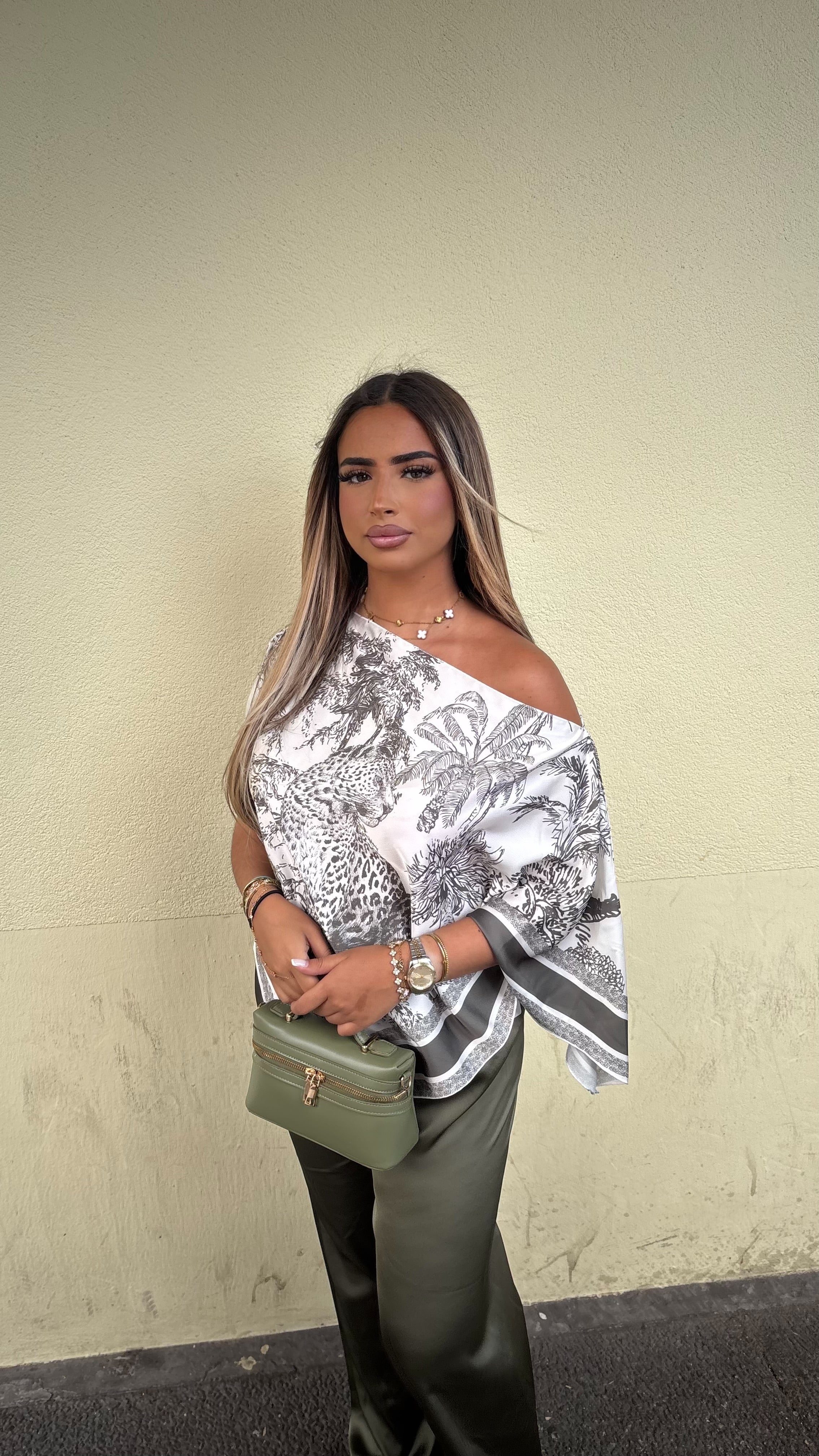 Ensemble imprimé pantalon uni