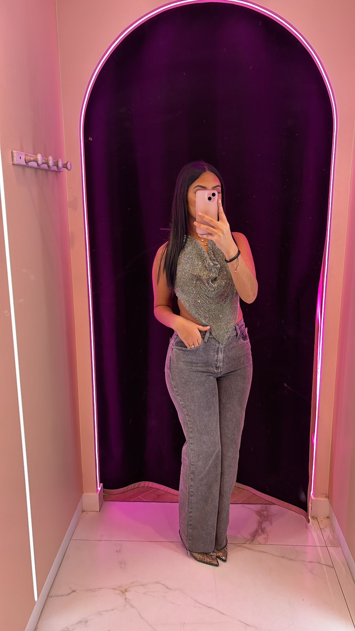 Jean coupe droite gris chiné