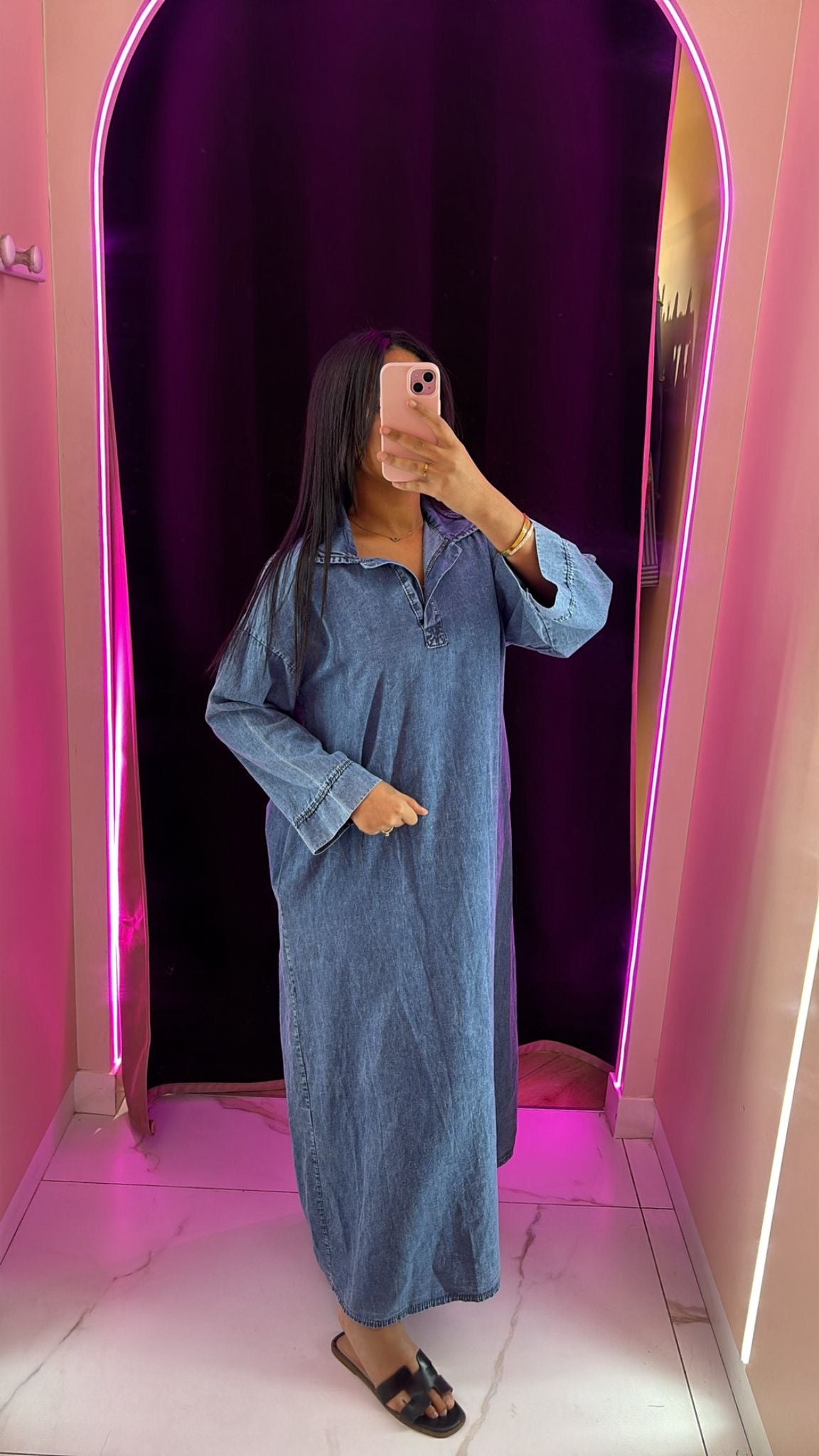 Robe en jean longue