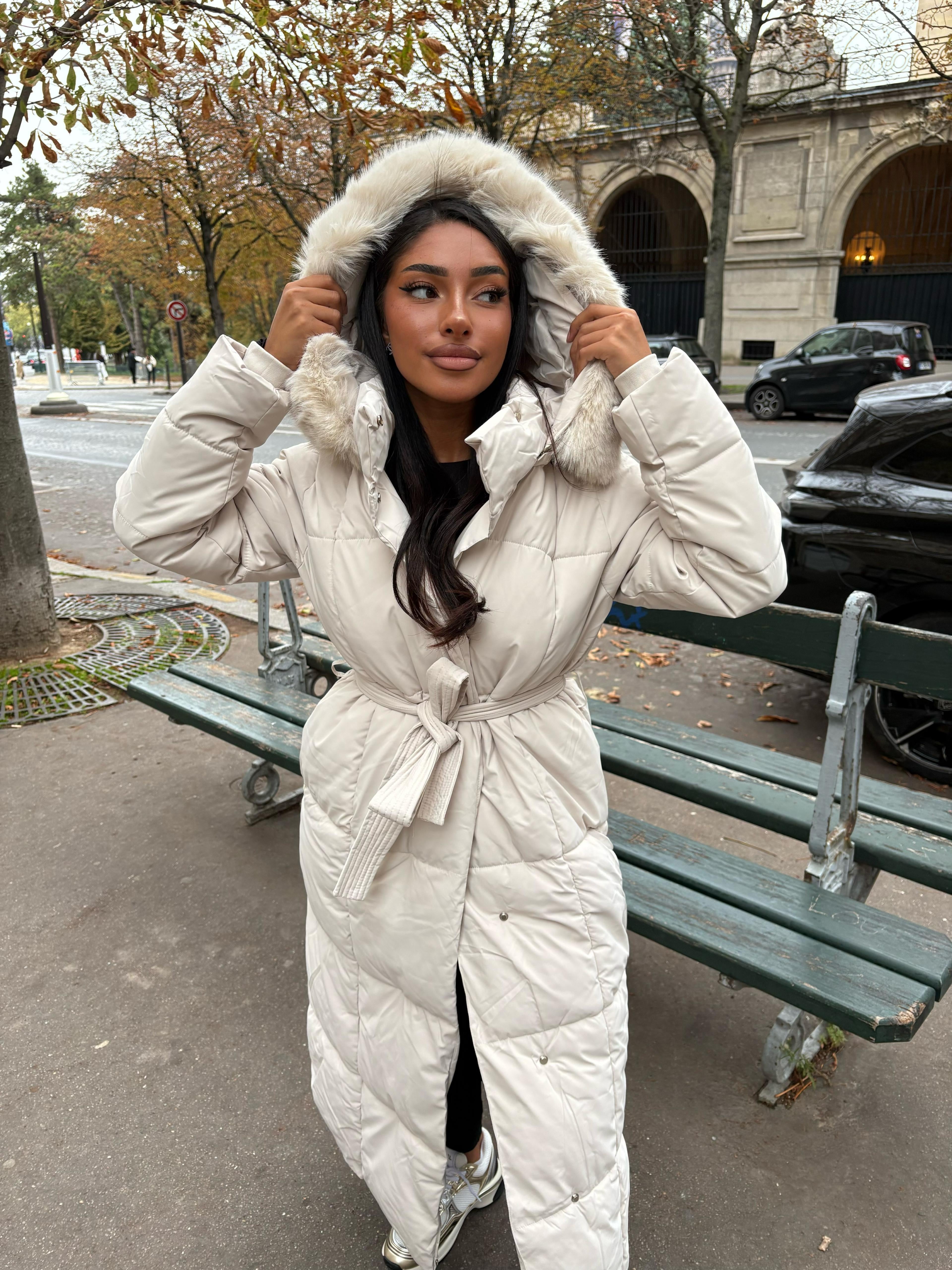 Doudoune longue à capuche amovible