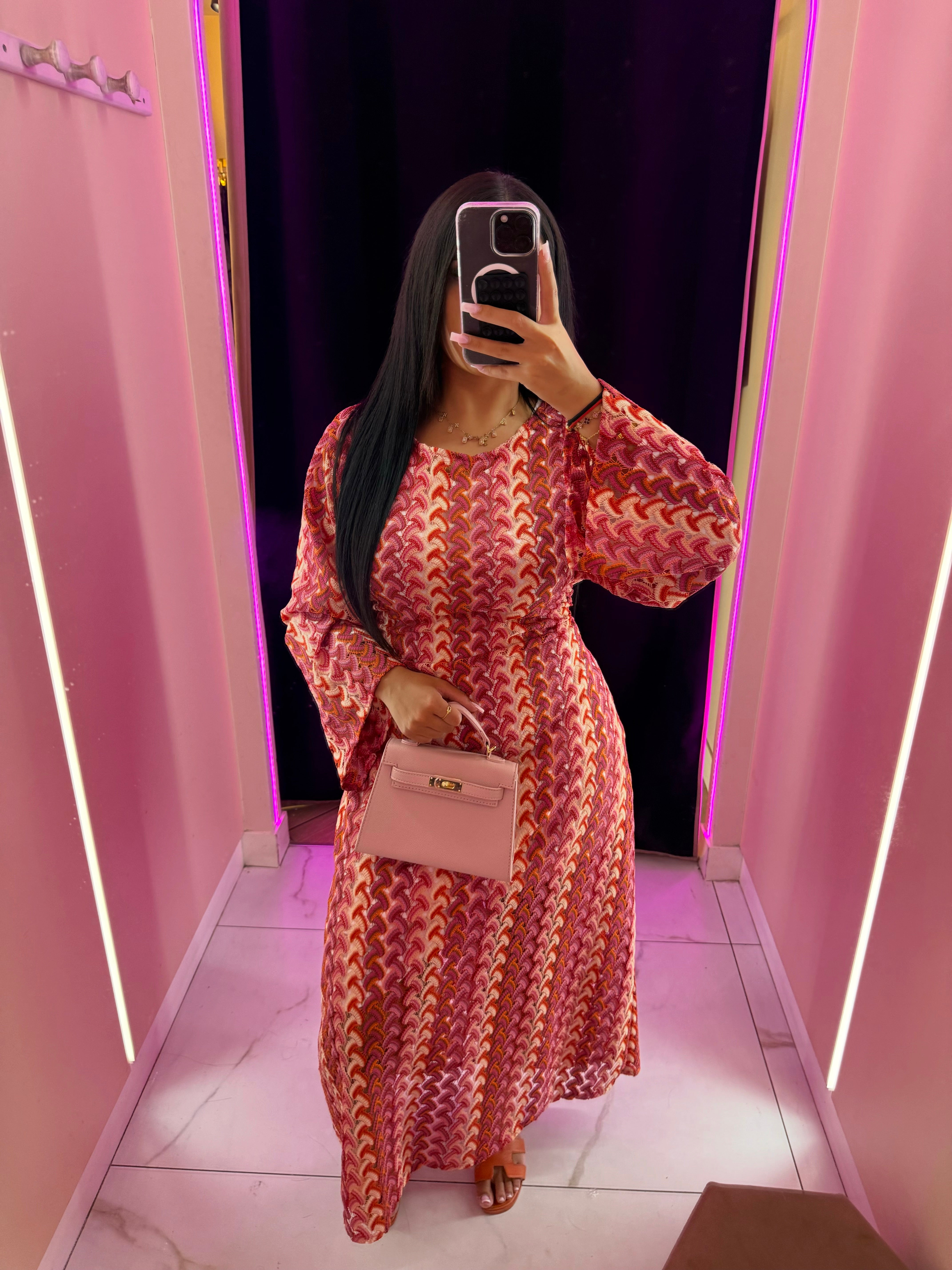 Robe crochet ajustable avec ceinture au dos ( et doublure )