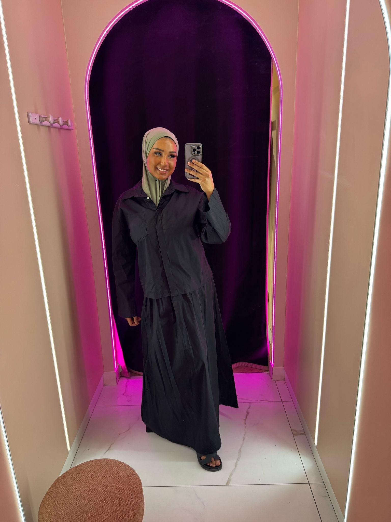 Ensemble pépite chemise jupe oversize avec poche