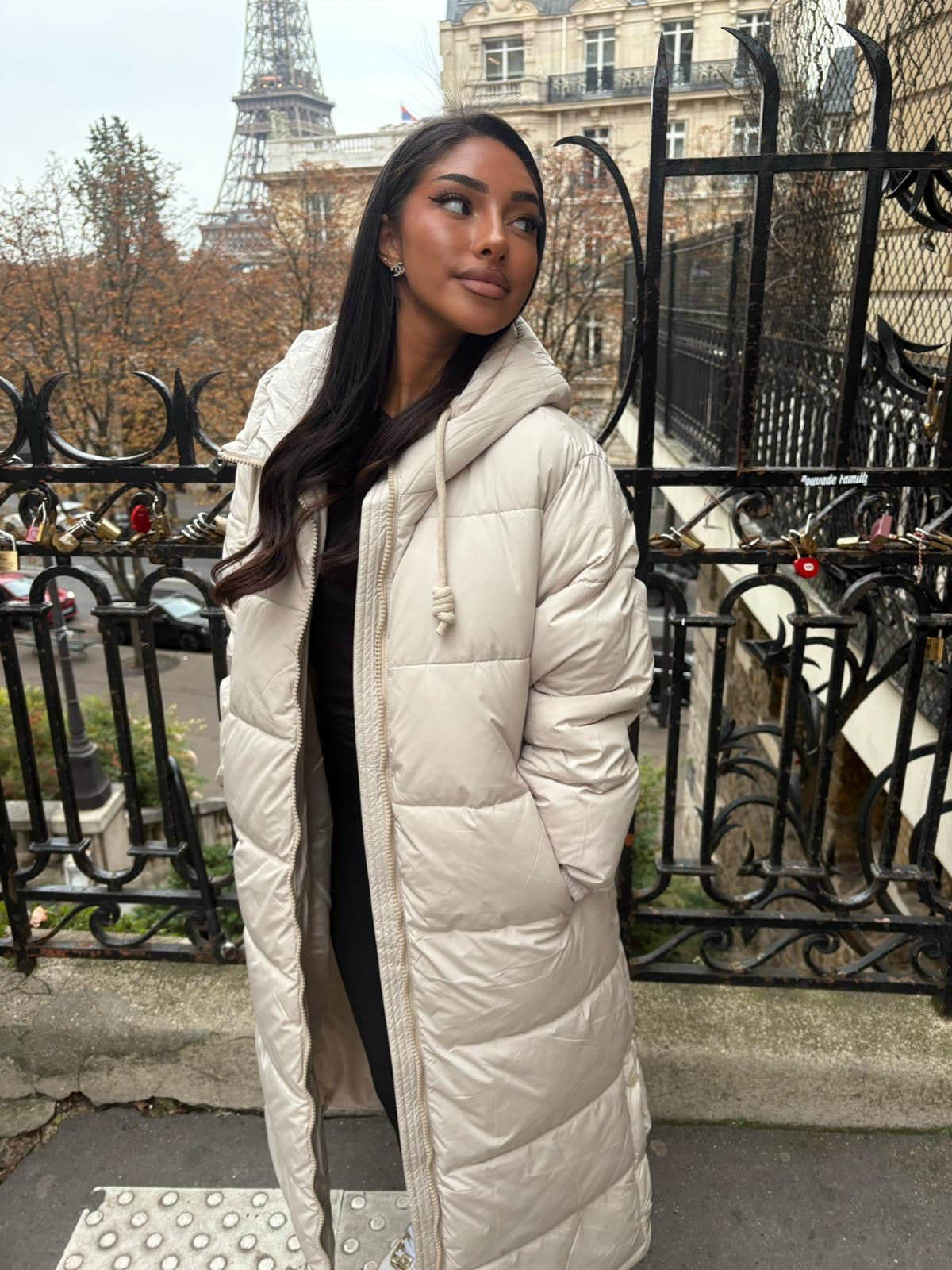 Doudoune longue oversize à capuche
