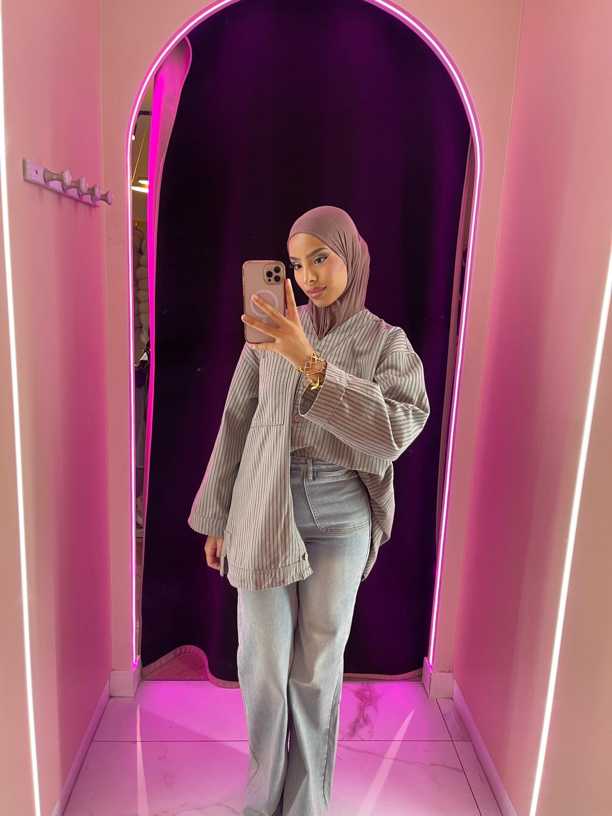 Veste en jean rayure