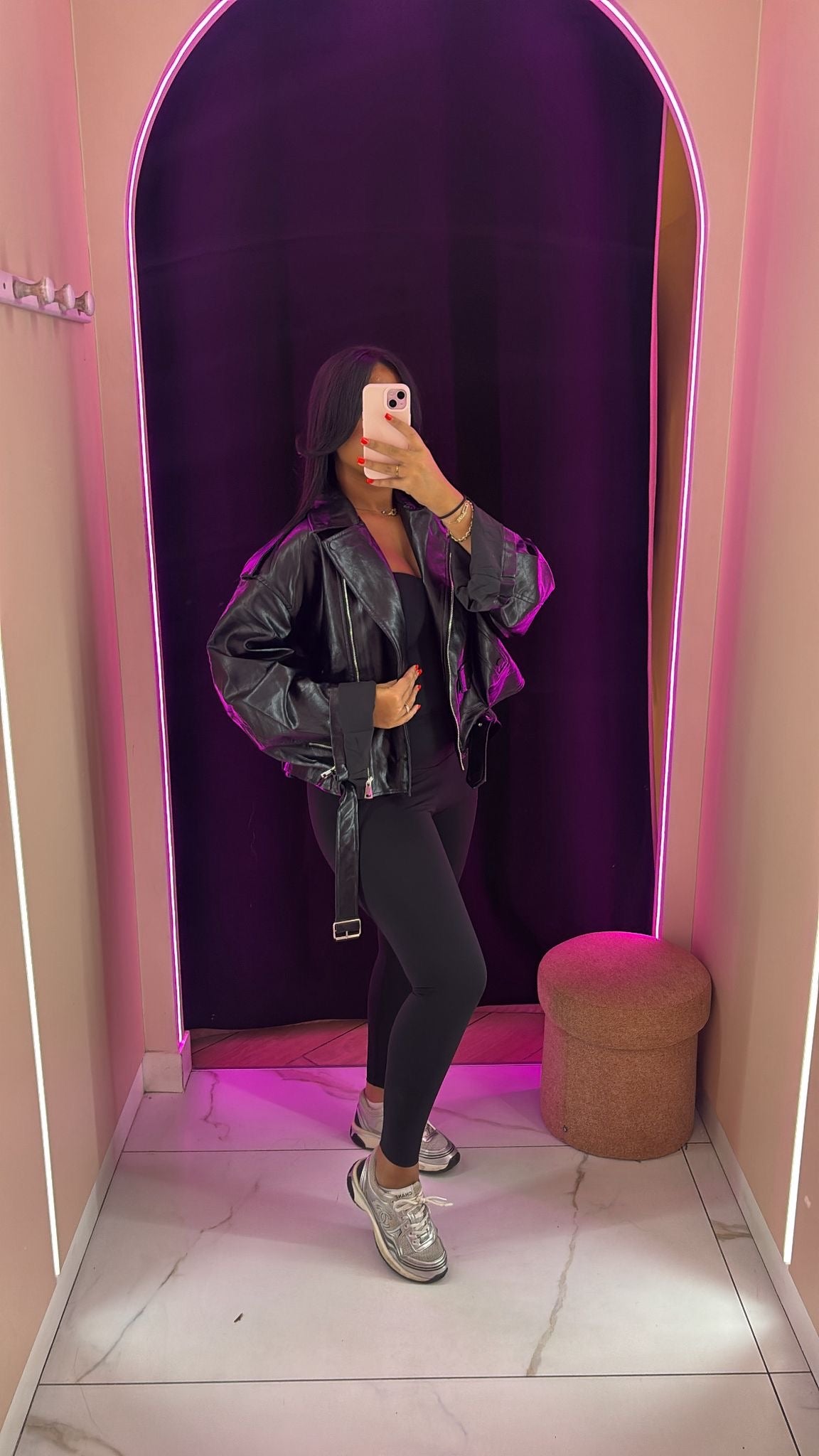 Veste en simili cuir maroi