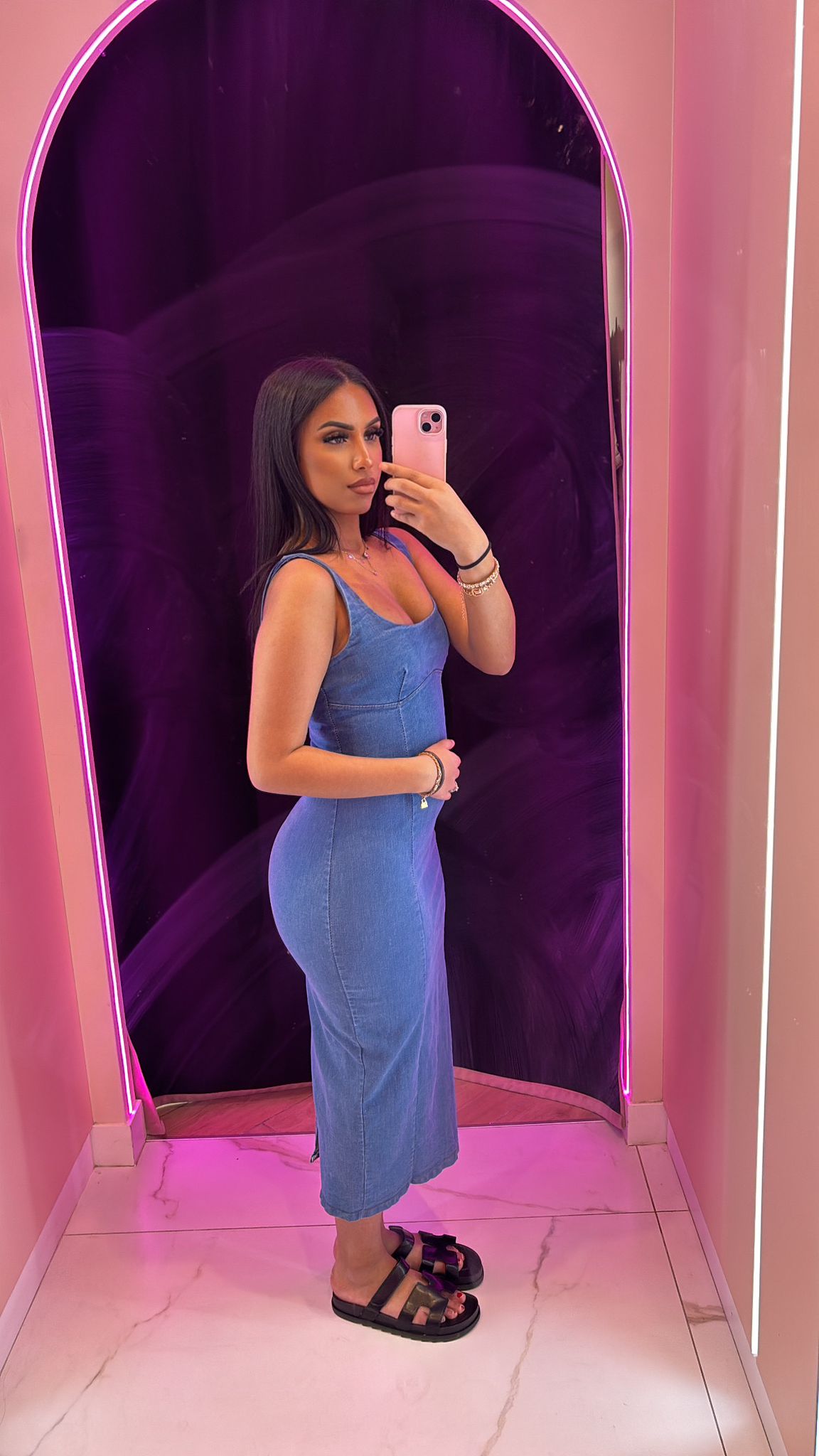 Robe en jean fente