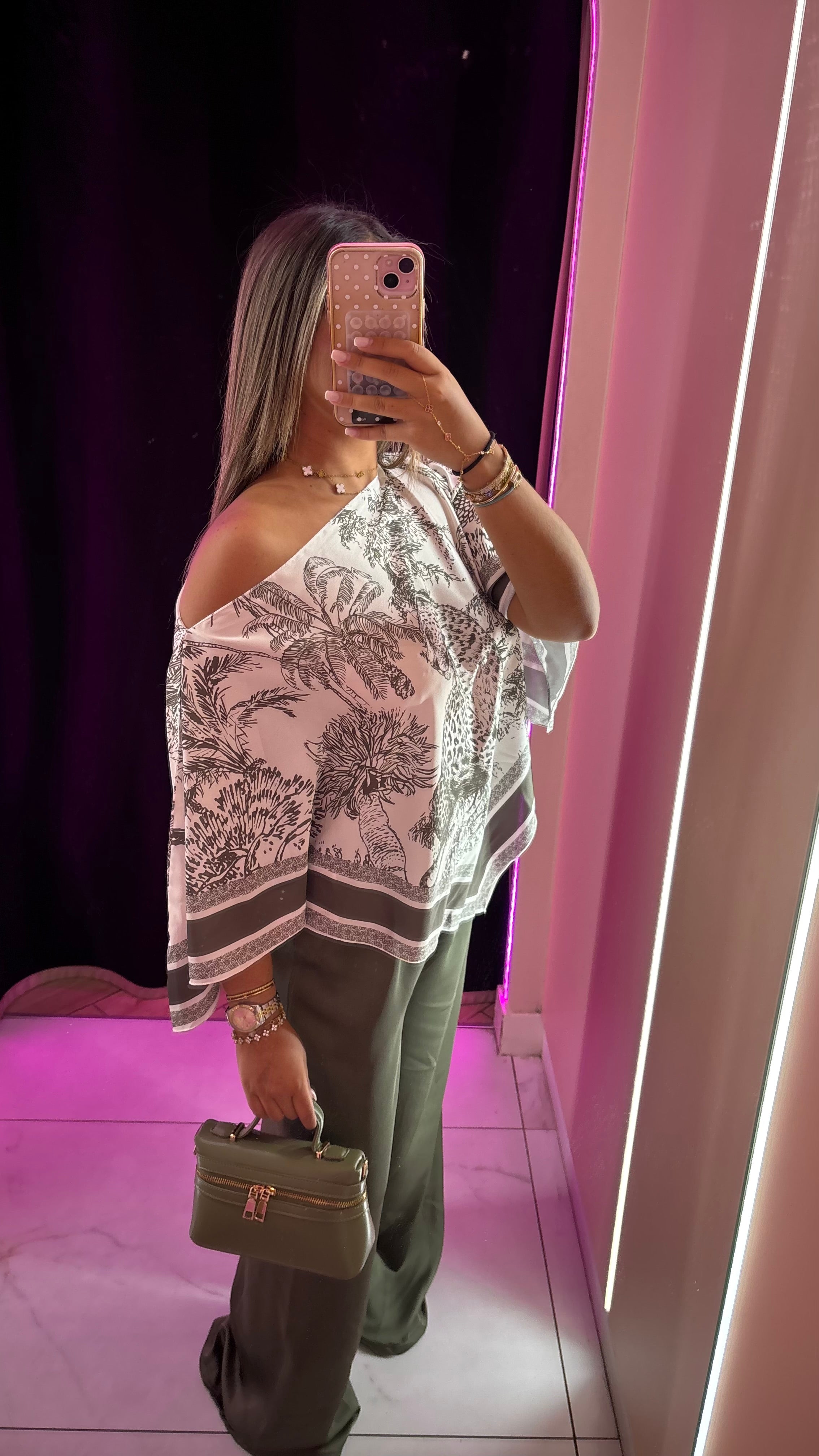 Ensemble imprimé pantalon uni