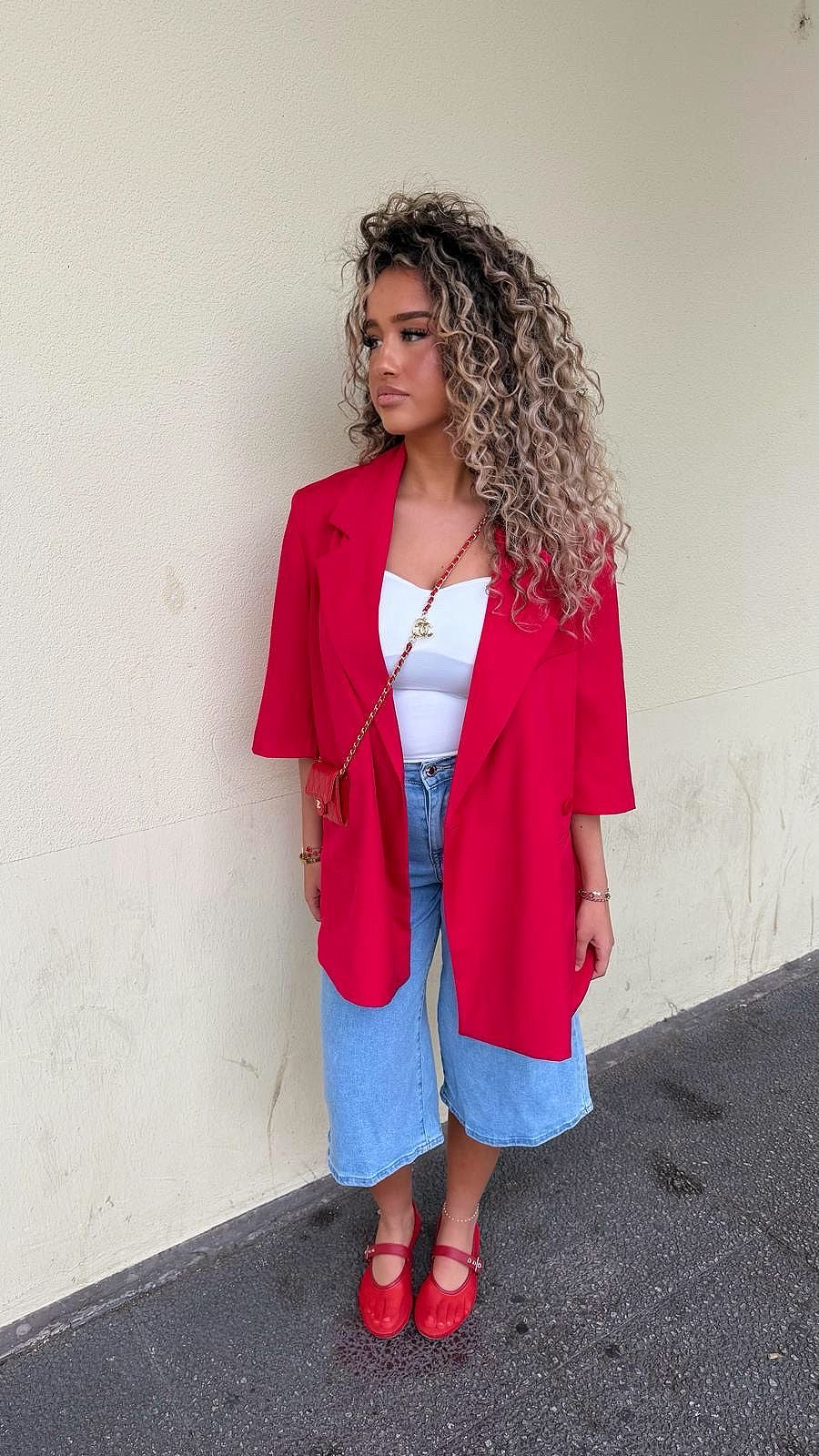 Blazer rouge 3/4 best seller