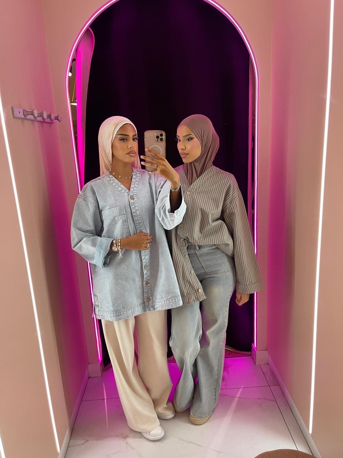 Veste en jean rayure