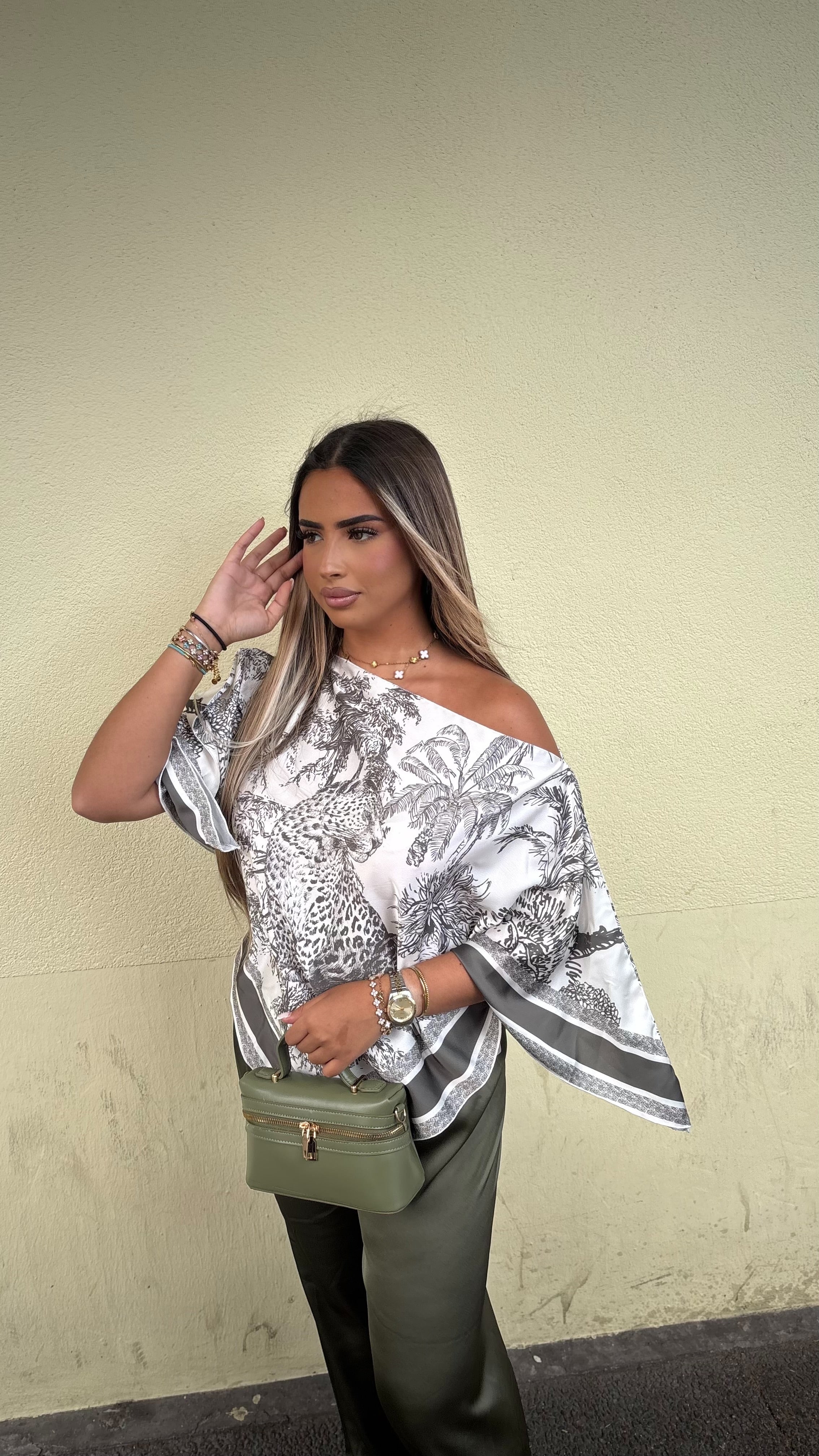 Ensemble imprimé pantalon uni