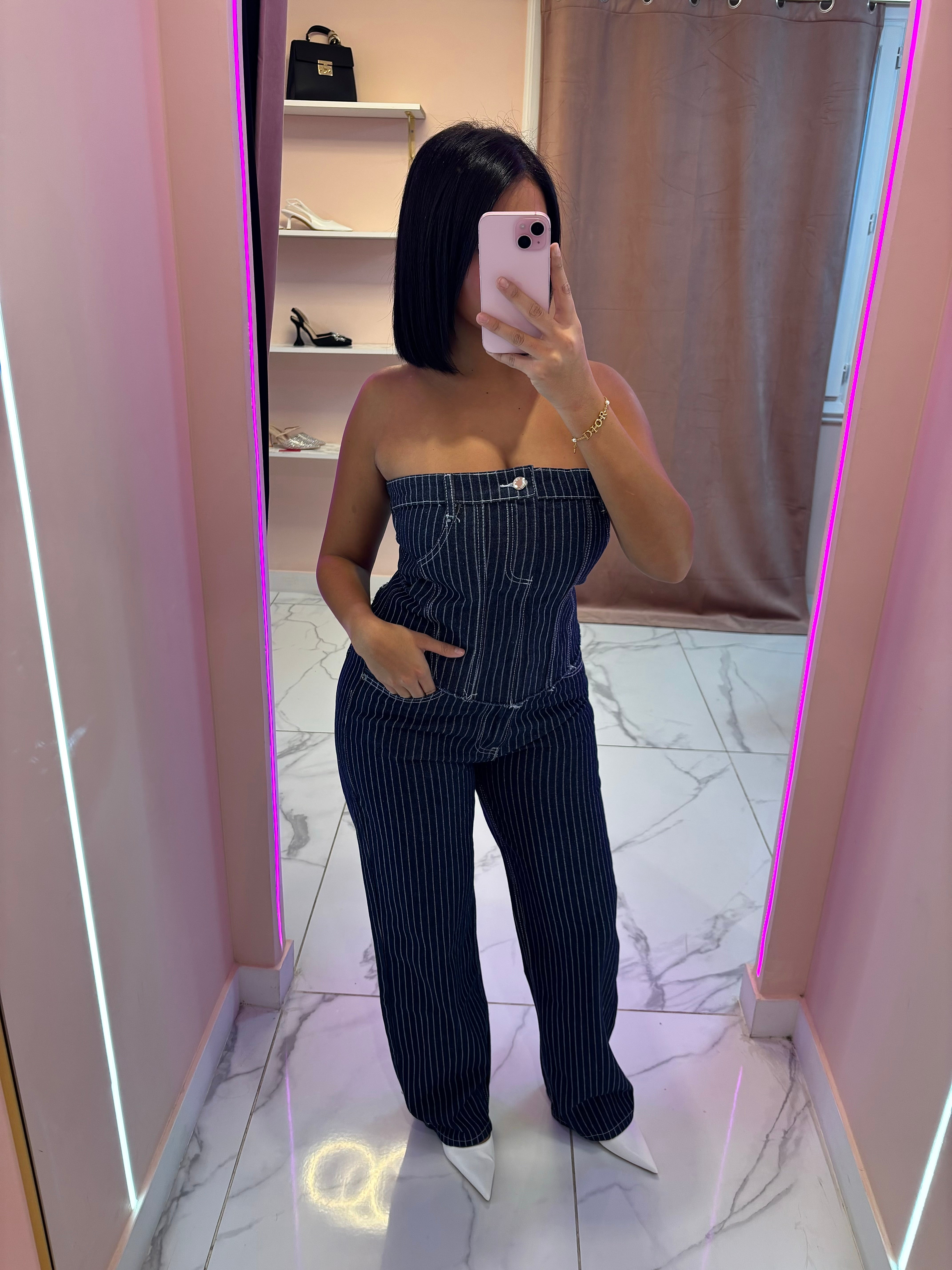 Top rayure en jean