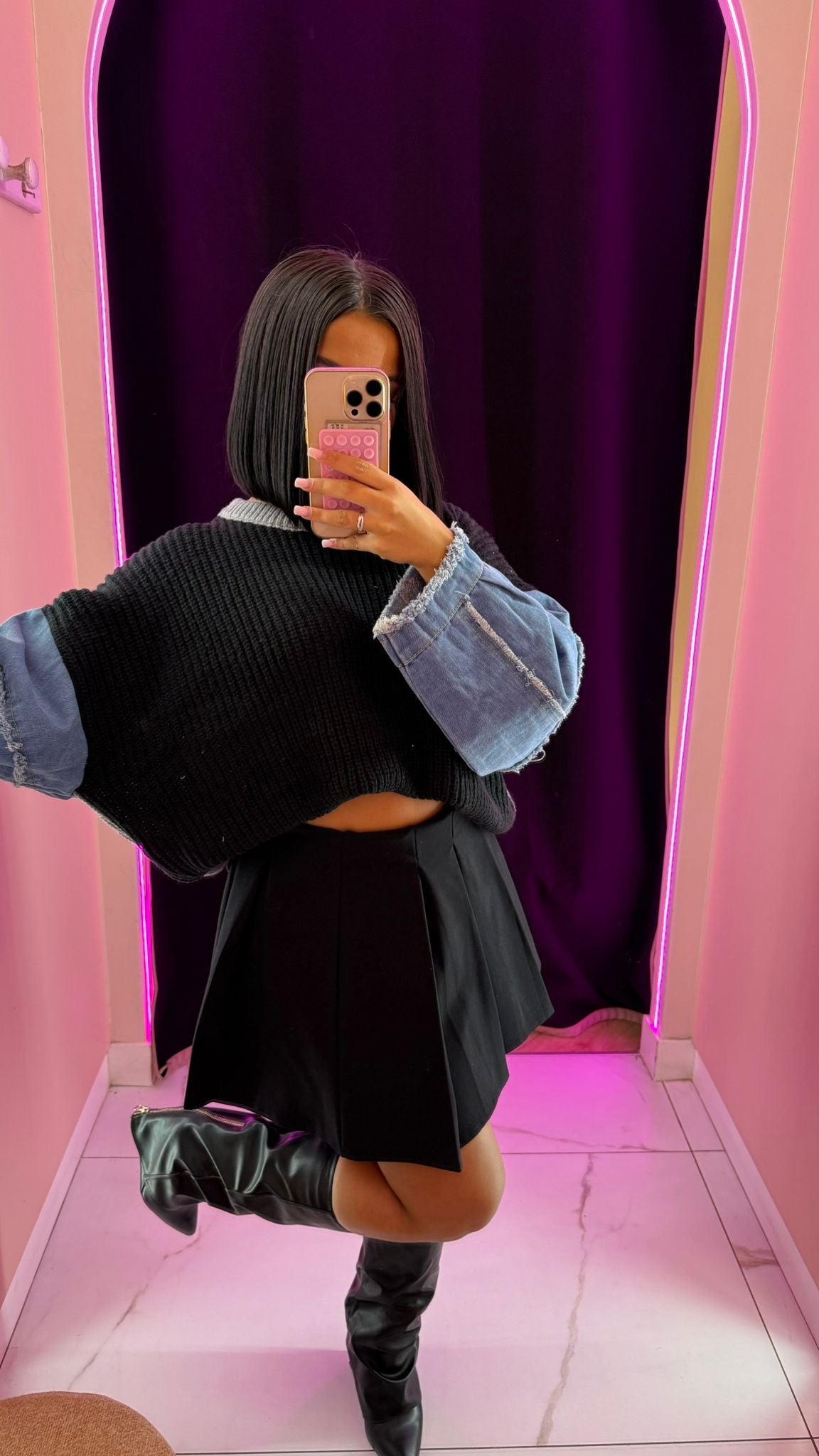Pull bi matière ynessou