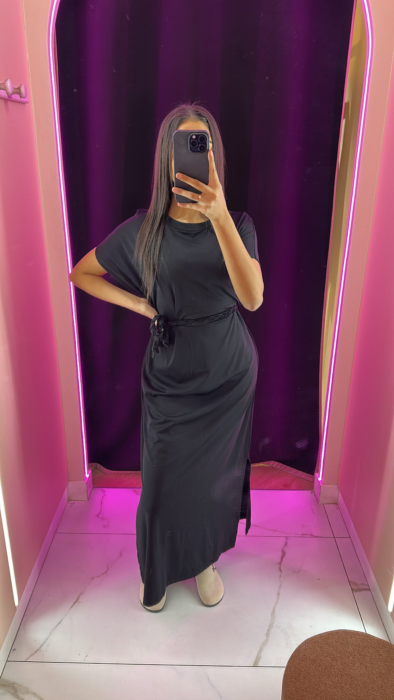 Robe t-shirt ceinture à noeud