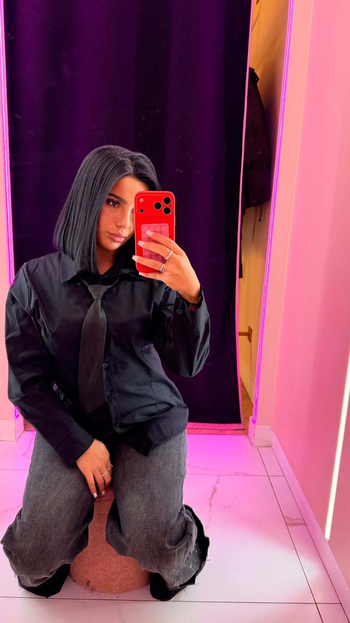 Jean noir grisée retroussé