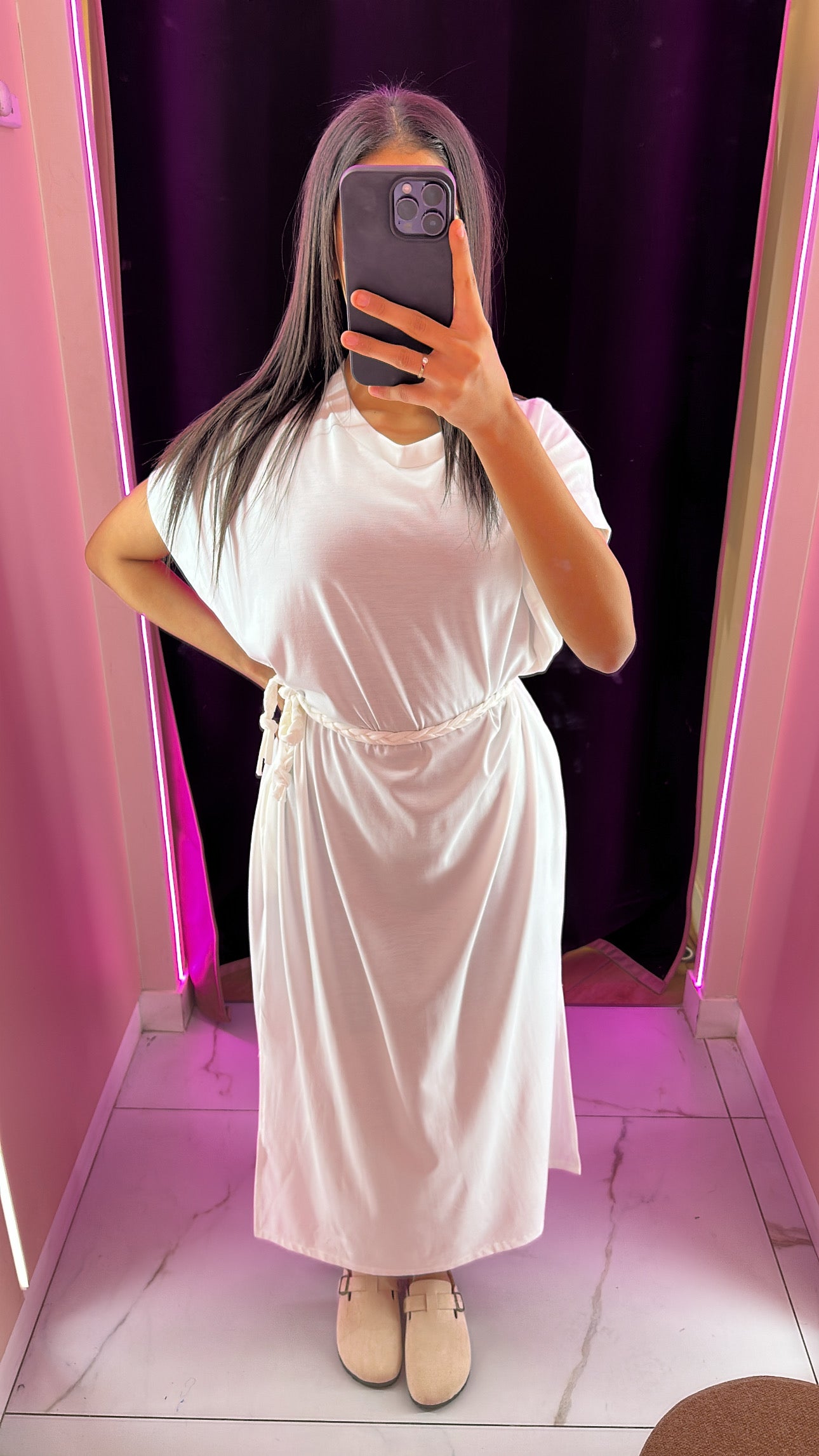 Robe t-shirt ceinture à noeud