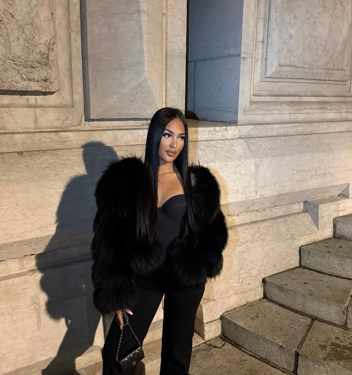 Doudoune capuche vrai fourrure