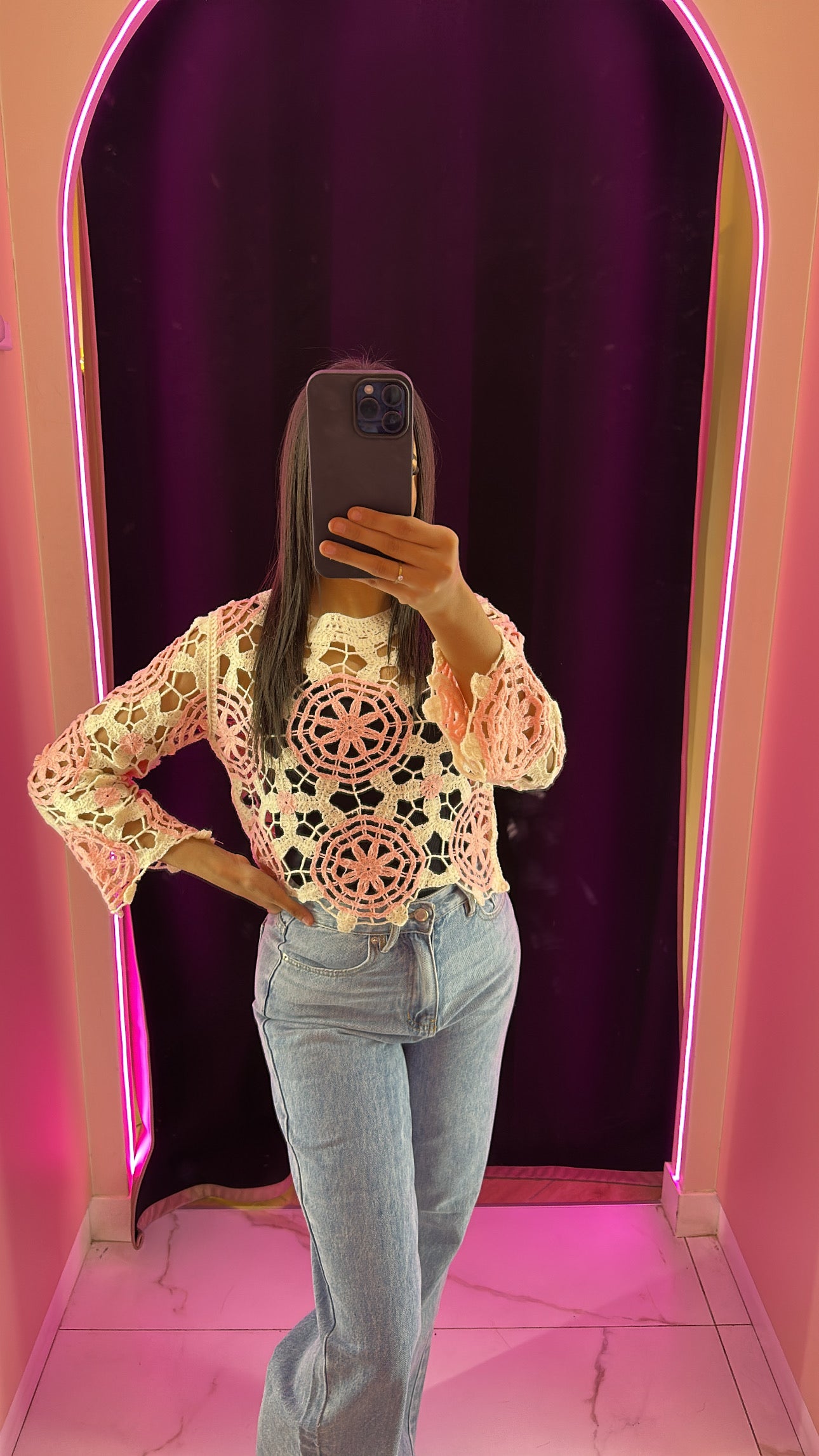 Haut crochet pink