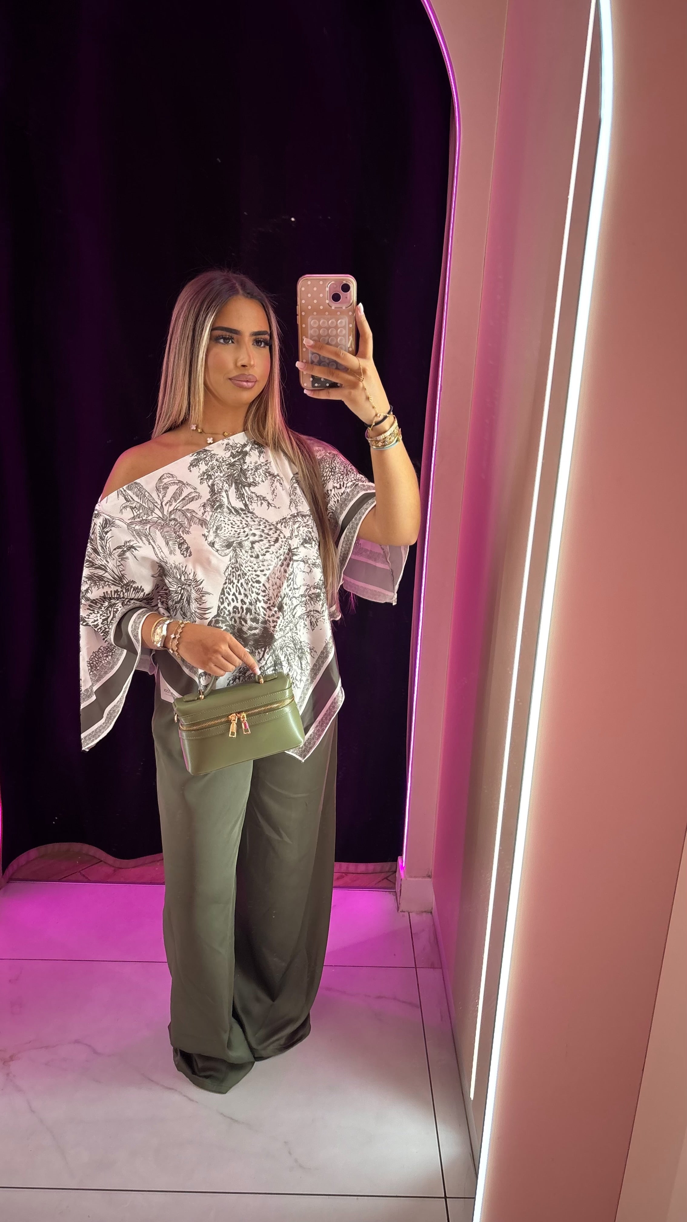 Ensemble imprimé pantalon uni