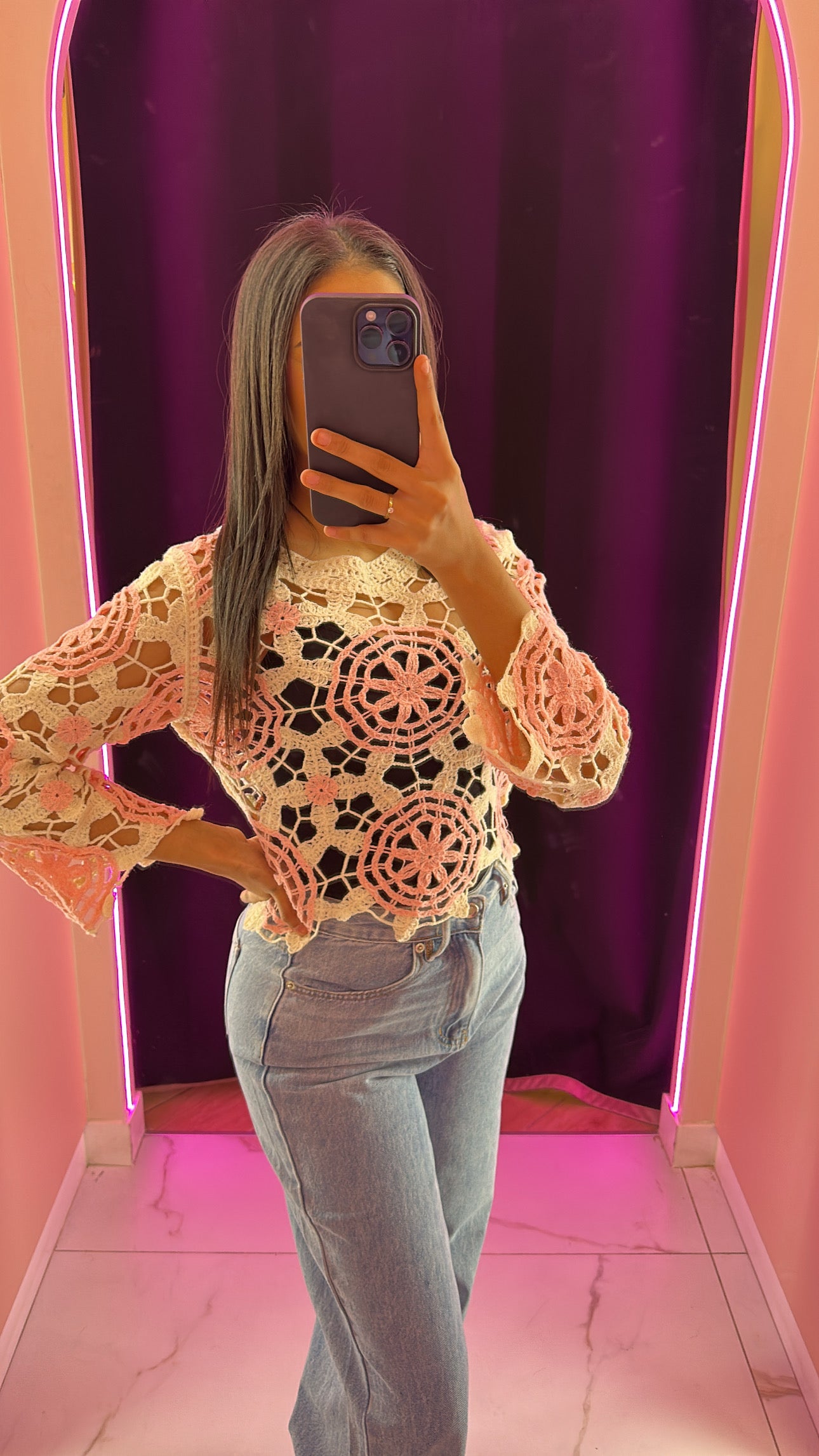 Haut crochet pink