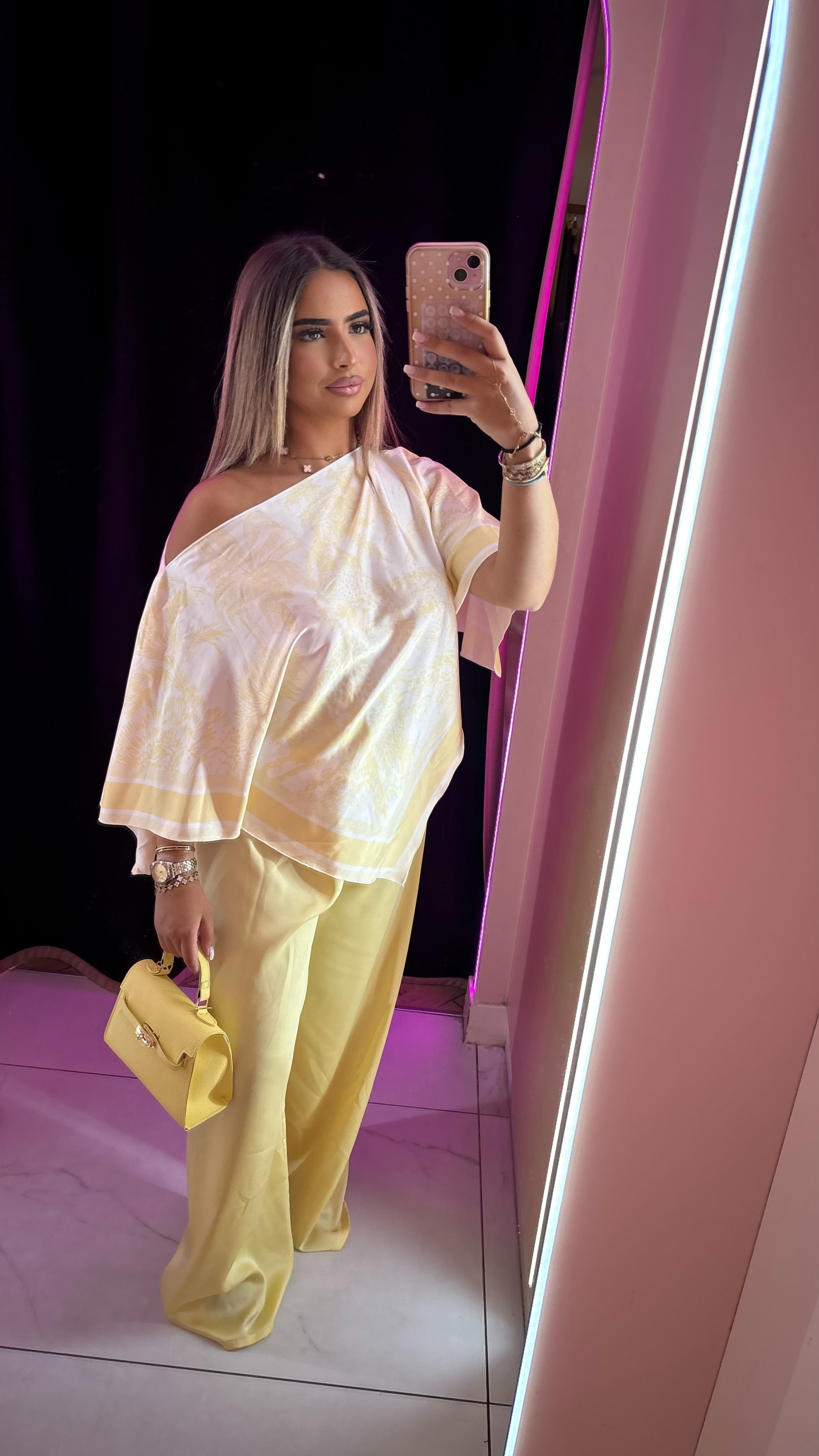 Ensemble imprimé pantalon uni