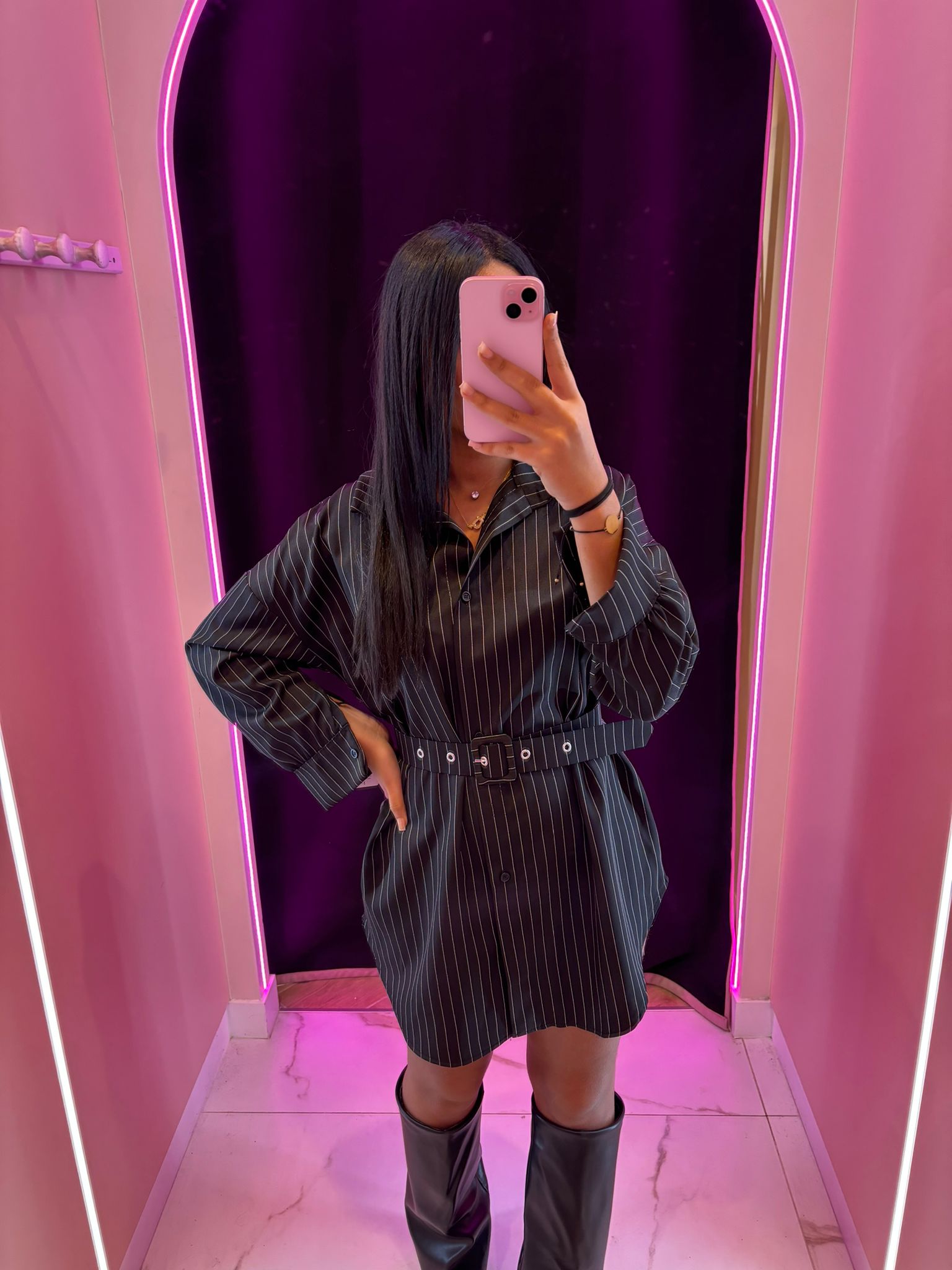 Chemise longue avec ceinture