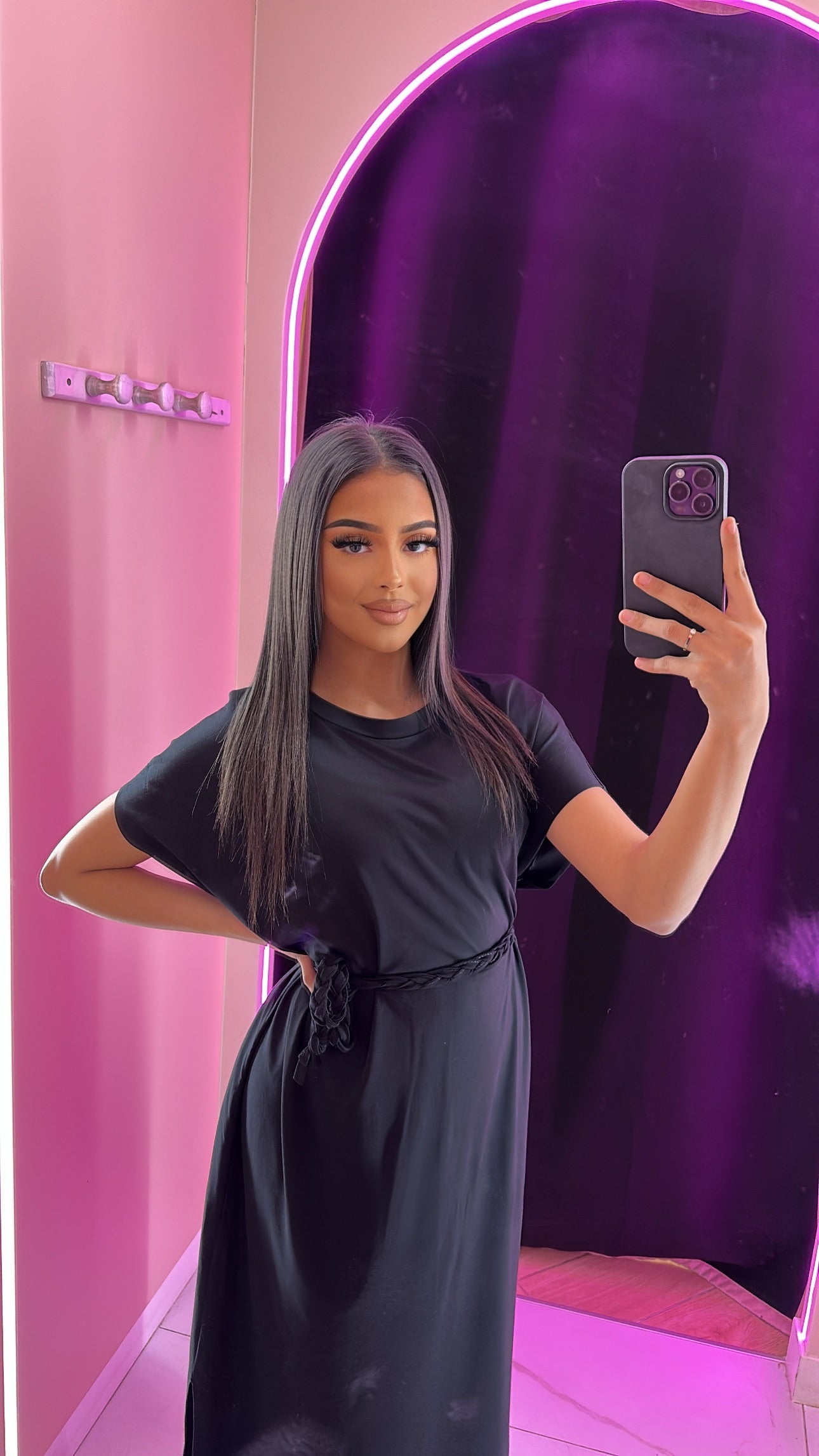 Robe t-shirt ceinture à noeud