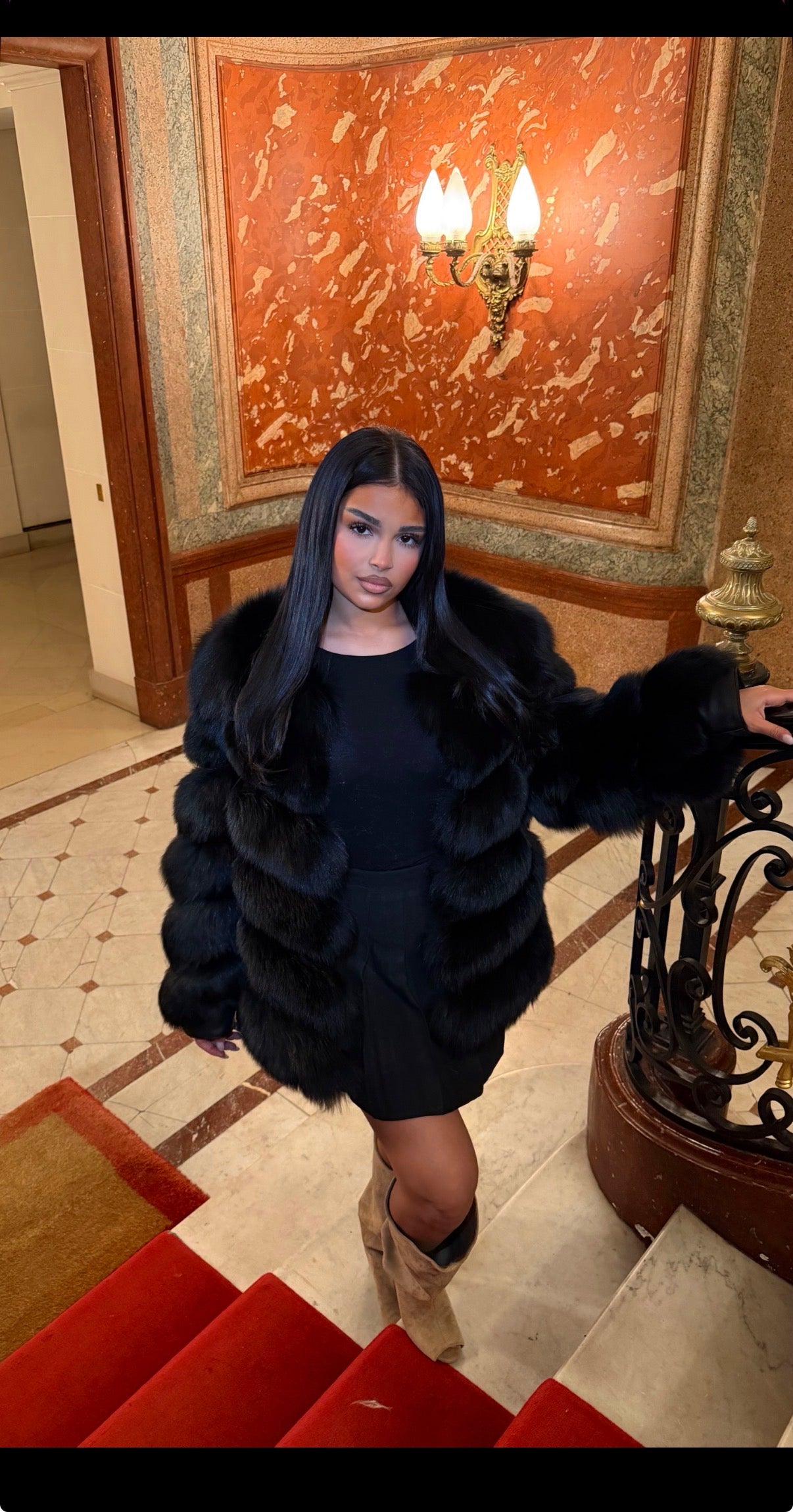 Fourrure longue Oksana cuir et renard