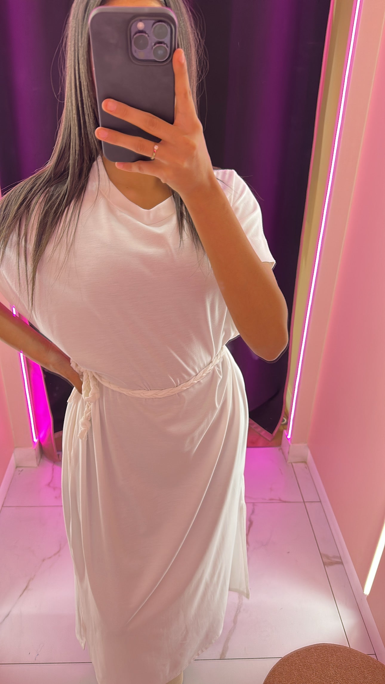 Robe t-shirt ceinture à noeud