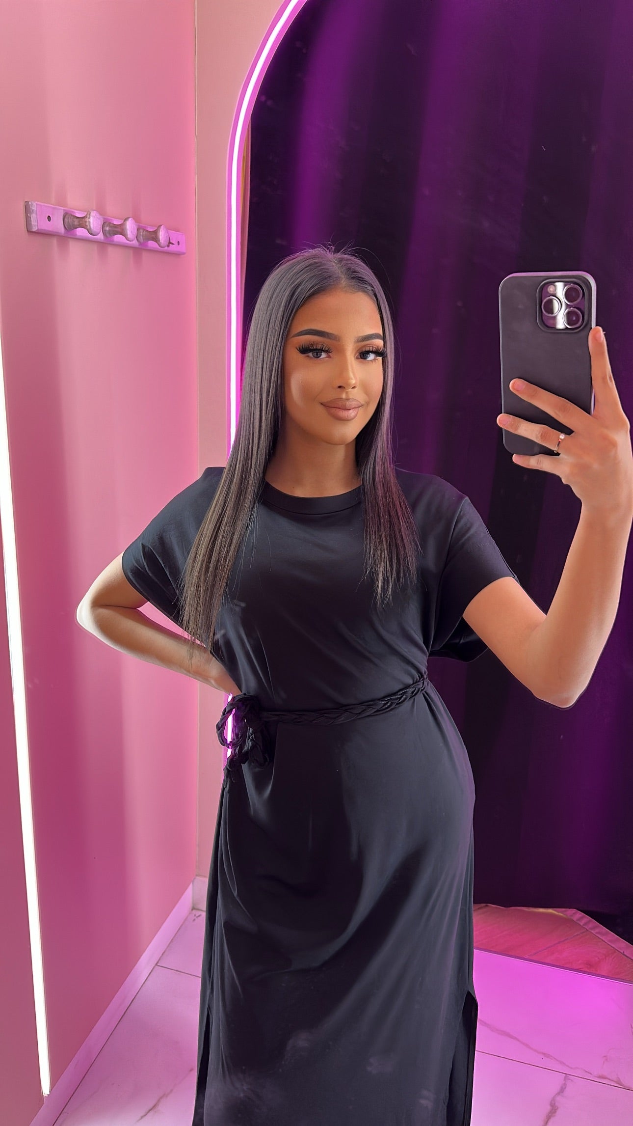 Robe t-shirt ceinture à noeud