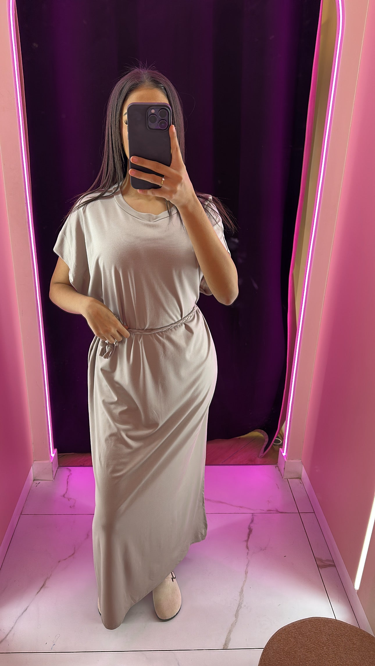 Robe t-shirt ceinture à noeud