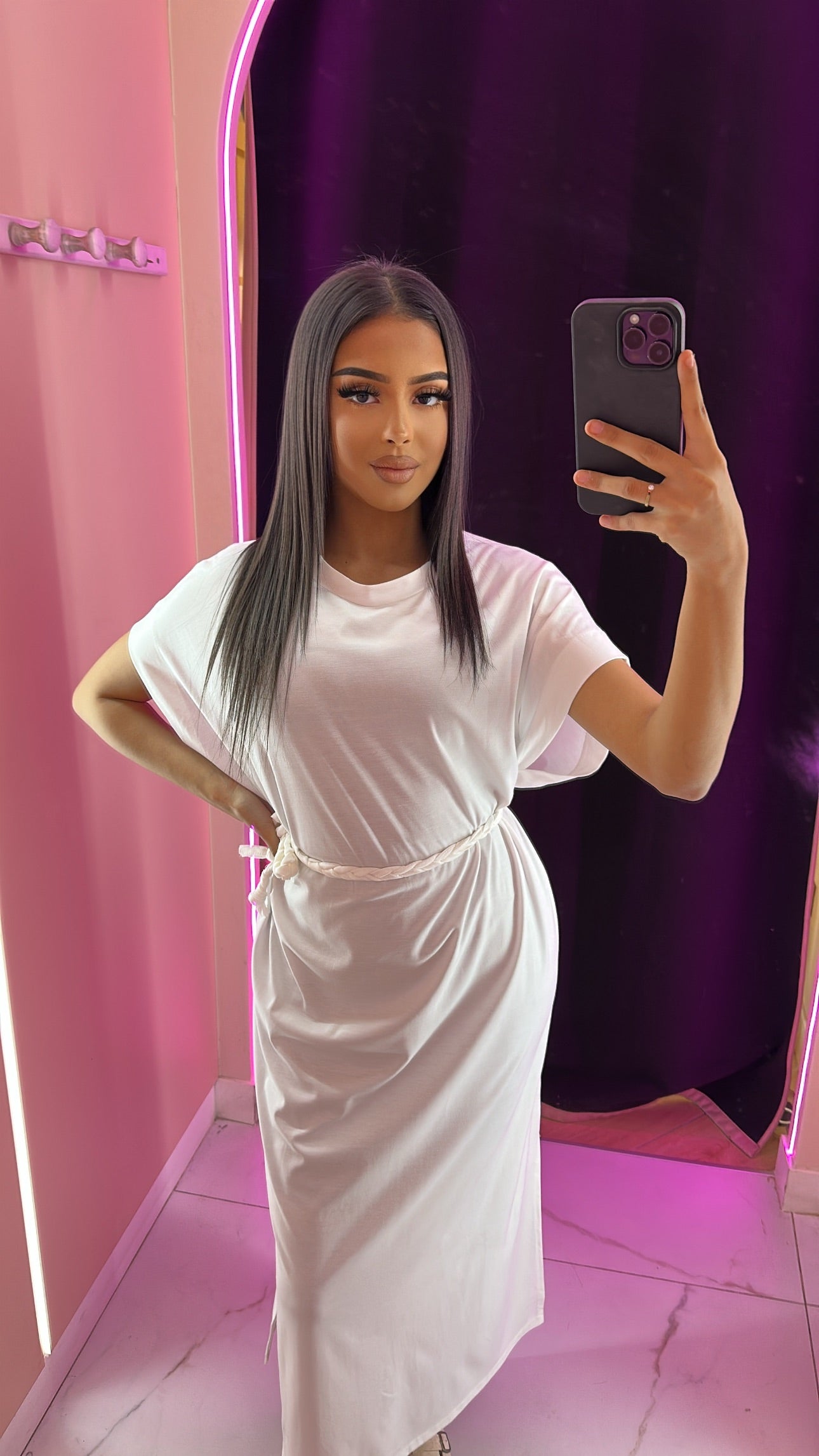 Robe t-shirt ceinture à noeud