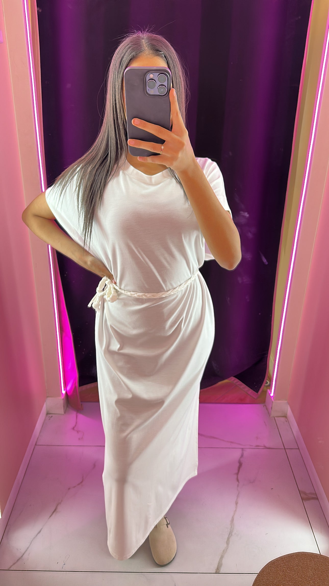 Robe t-shirt ceinture à noeud