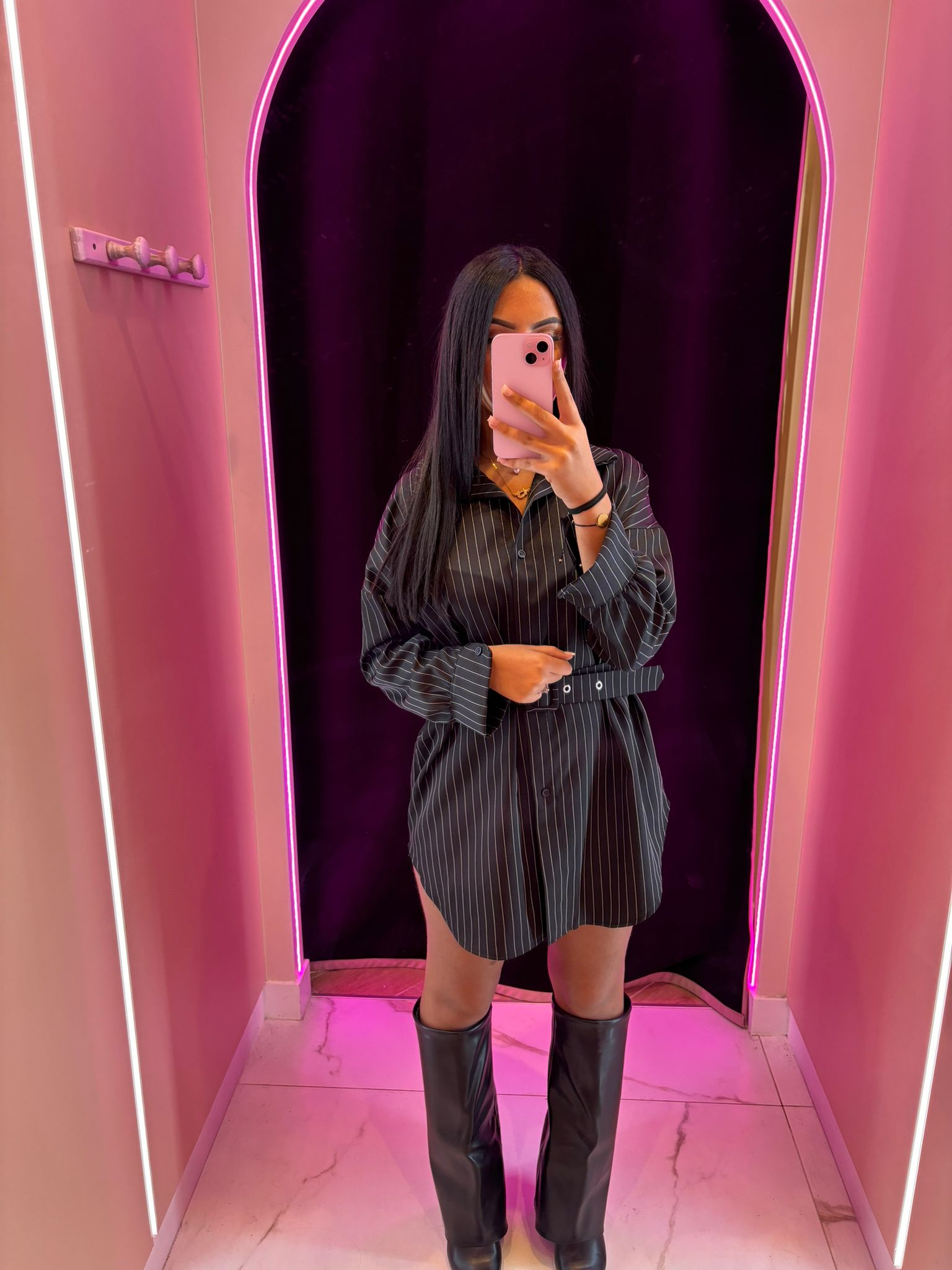 Chemise longue avec ceinture
