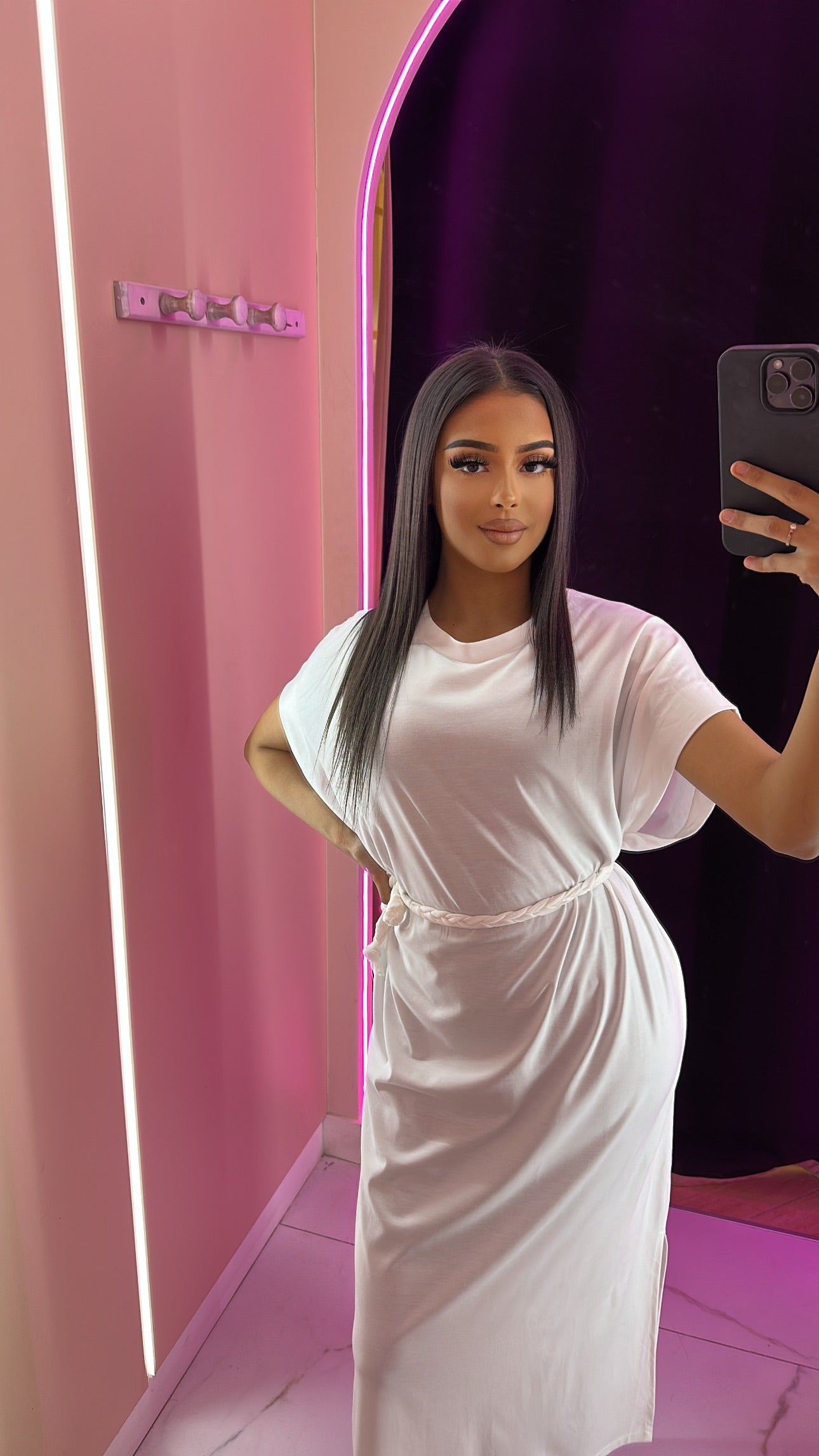 Robe t-shirt ceinture à noeud