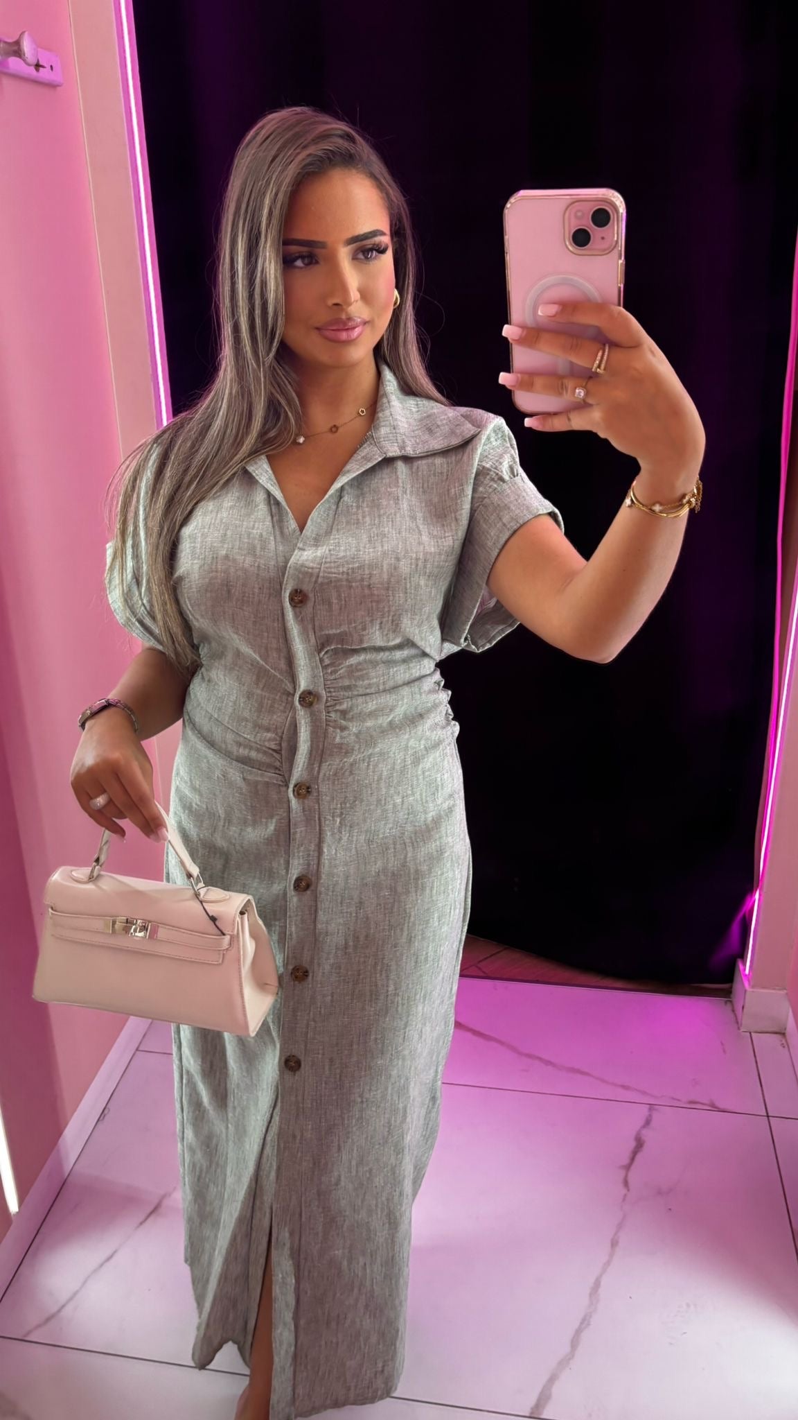 Robe by Lina vert Chiné ajustable au dos