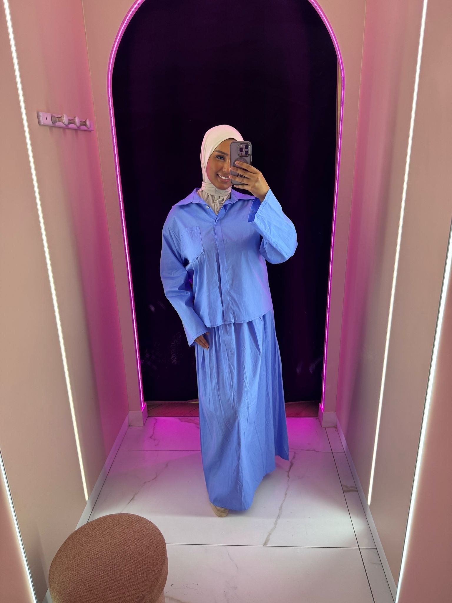Ensemble pépite chemise jupe oversize avec poche